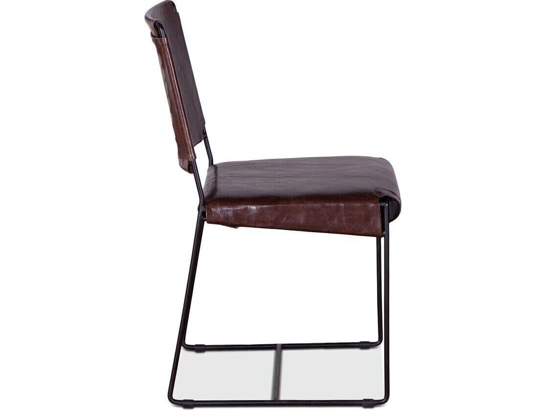 World Interiors Melbourne Black Leather Armless Dining Chair