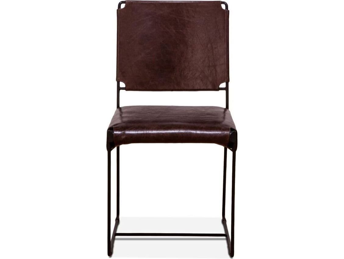 World Interiors Melbourne Black Leather Armless Dining Chair