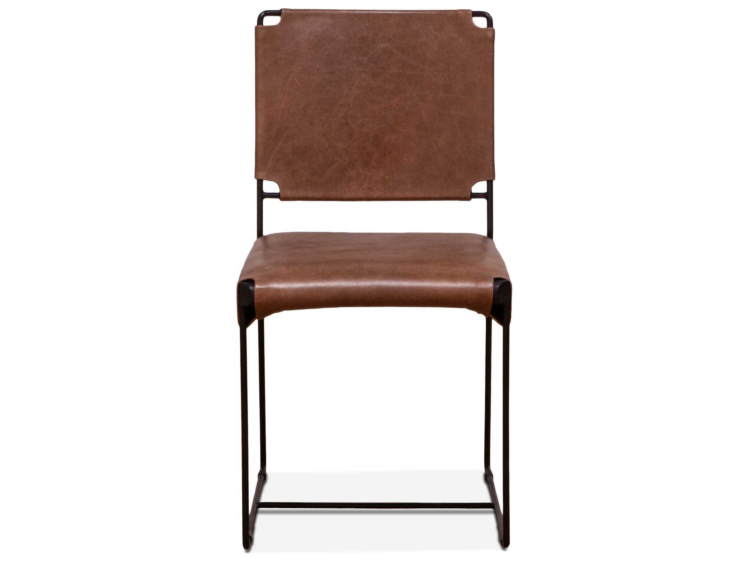 World Interiors Melbourne Brown Leather Side Dining Chair
