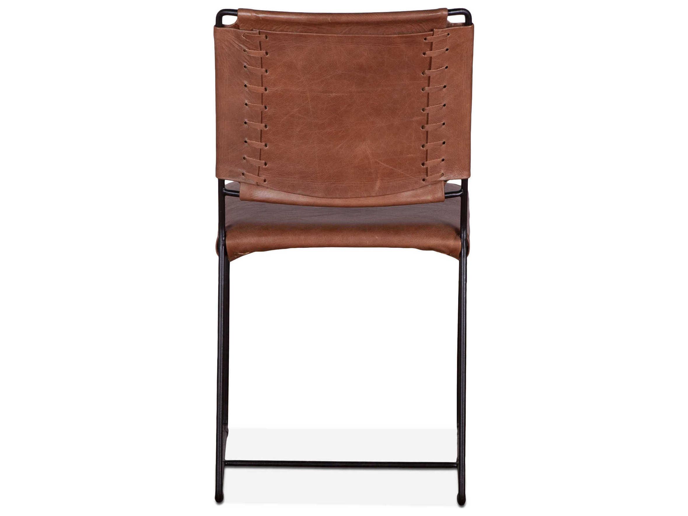 World Interiors Melbourne Brown Leather Side Dining Chair