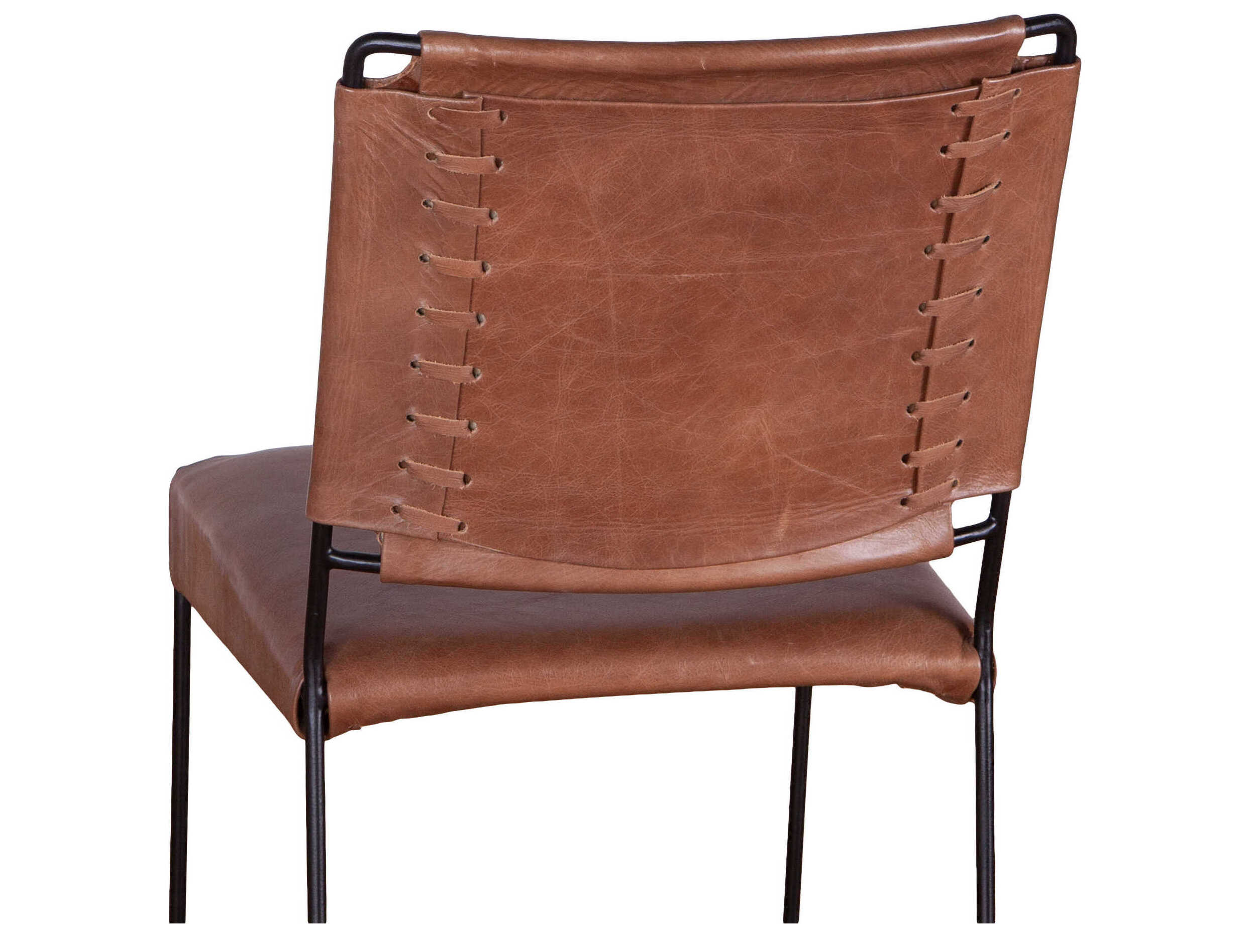 World Interiors Melbourne Brown Leather Side Dining Chair
