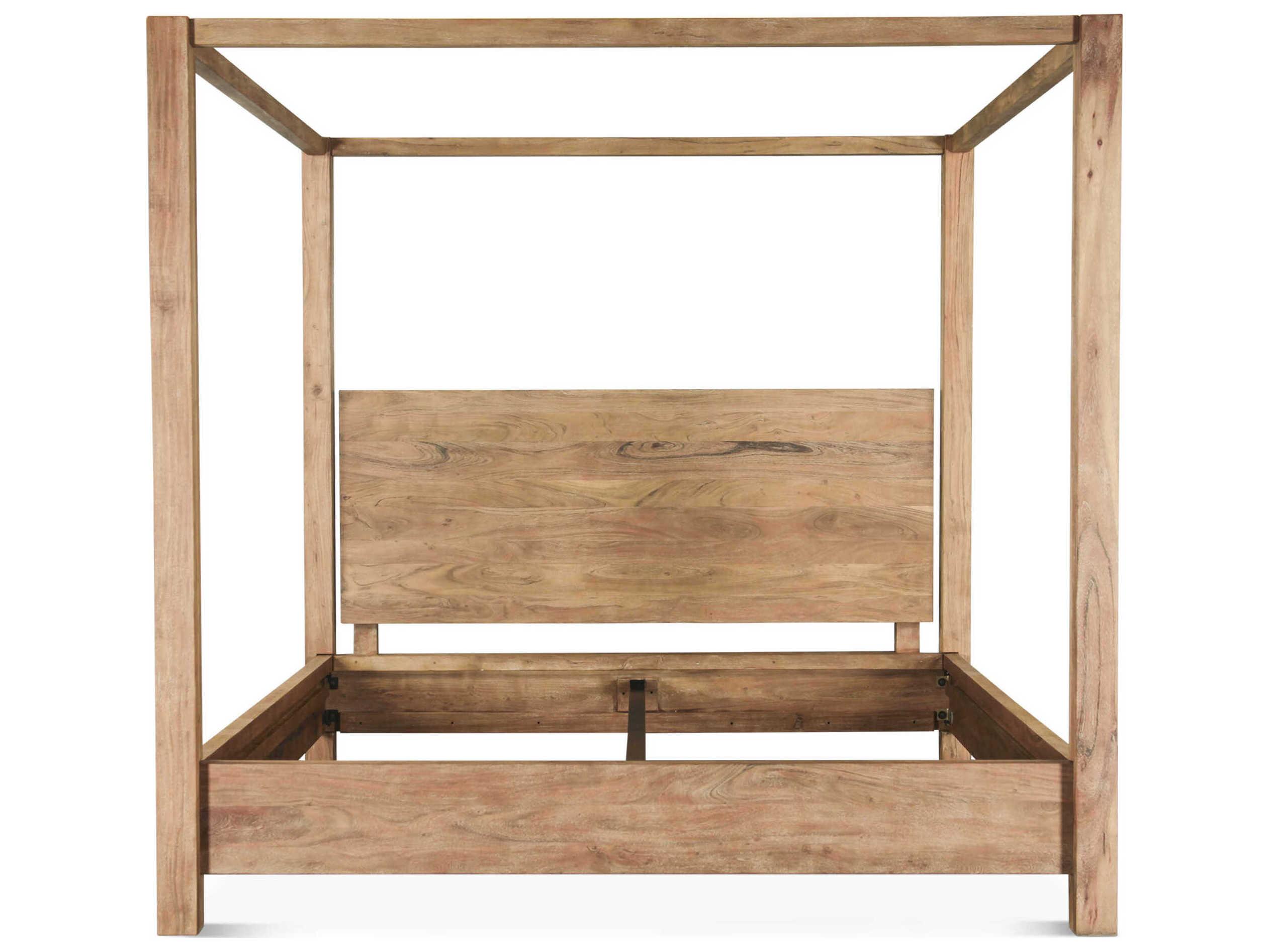 World Interiors Mesa Brushed Acacia Natural Wood King Four Poster Bed