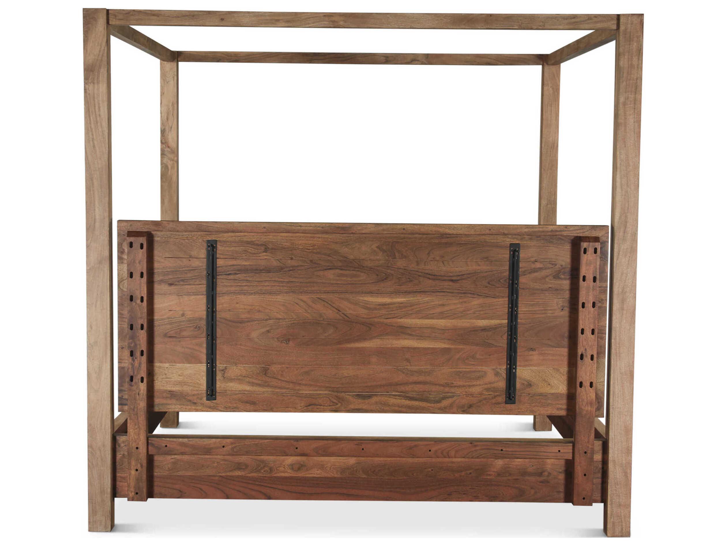 World Interiors Mesa Brushed Acacia Natural Wood King Four Poster Bed