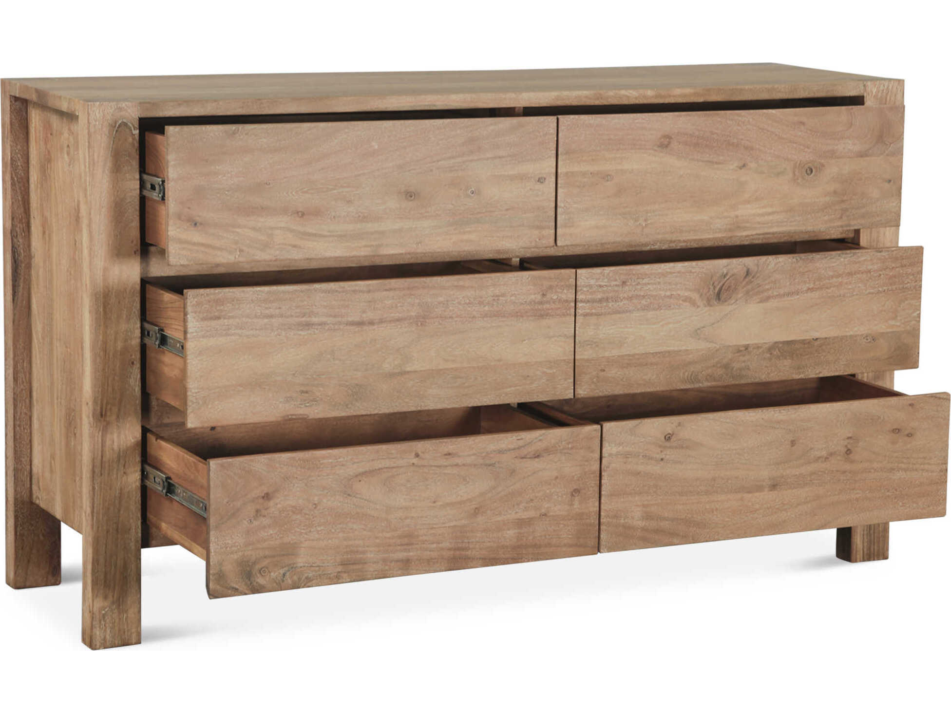 World Interiors Mesa 6-Drawers Natural Acacia Wood Double Dresser