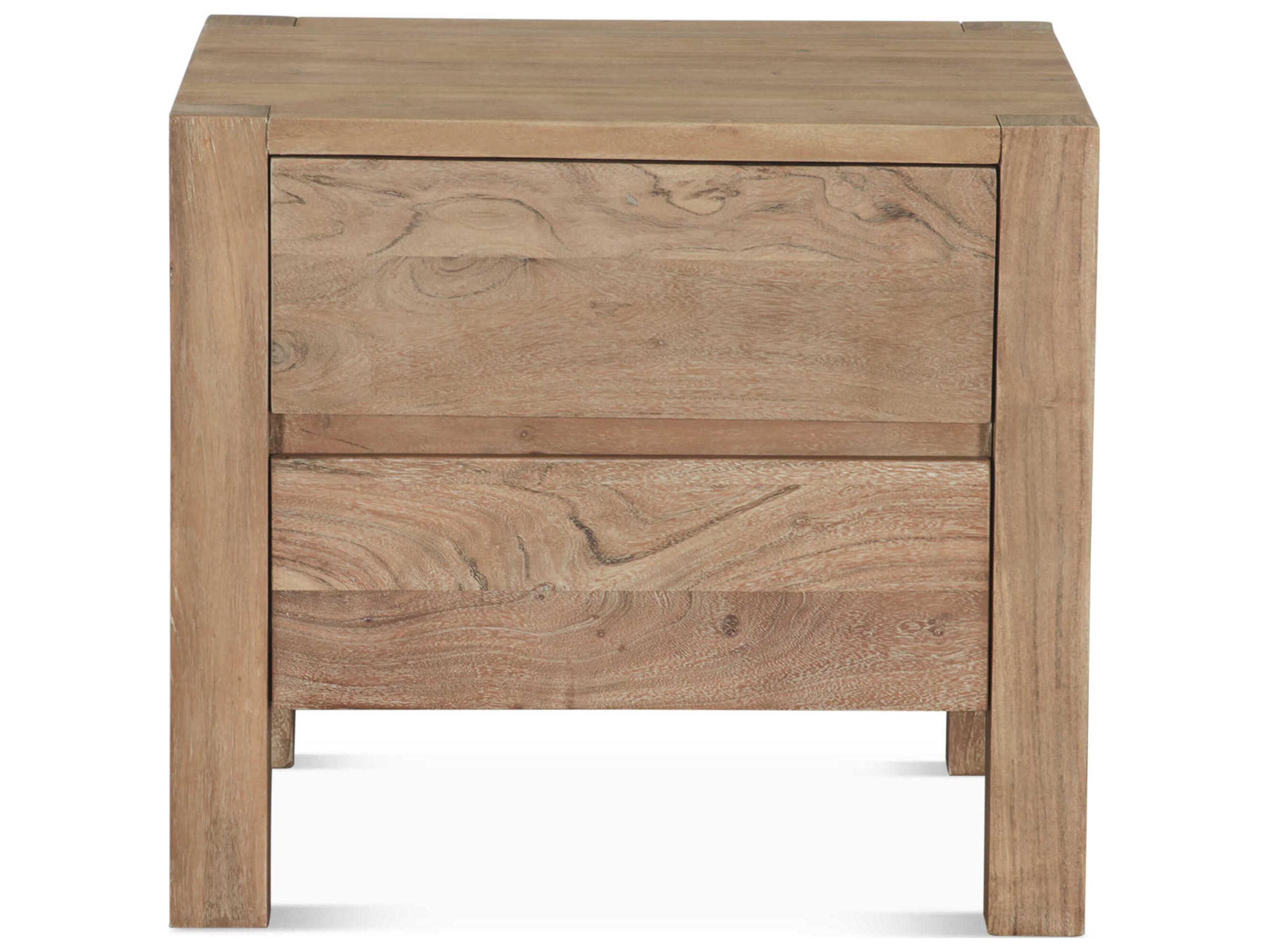 World Interiors Mesa 2-Drawers Brown Acacia Wood Nightstand