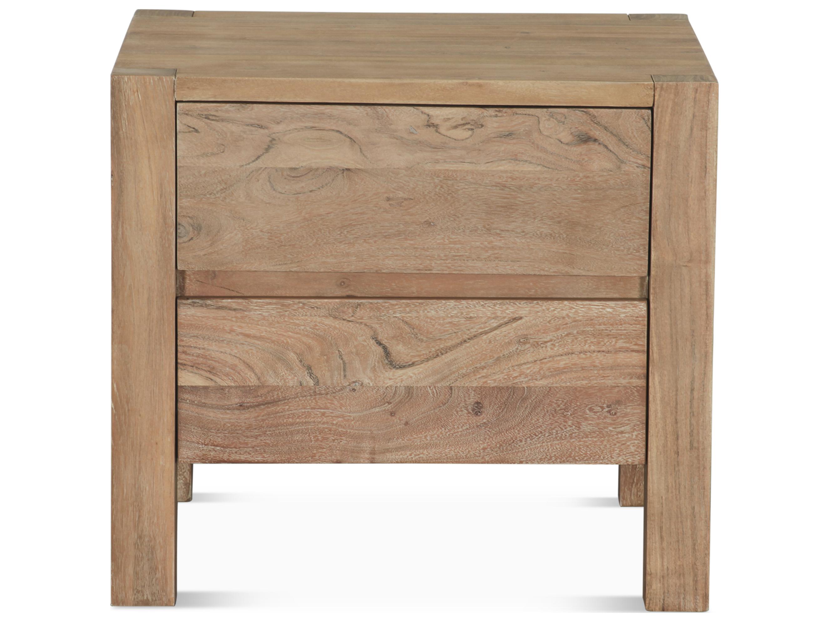 World Interiors Mesa 2-Drawers Brown Acacia Wood Nightstand