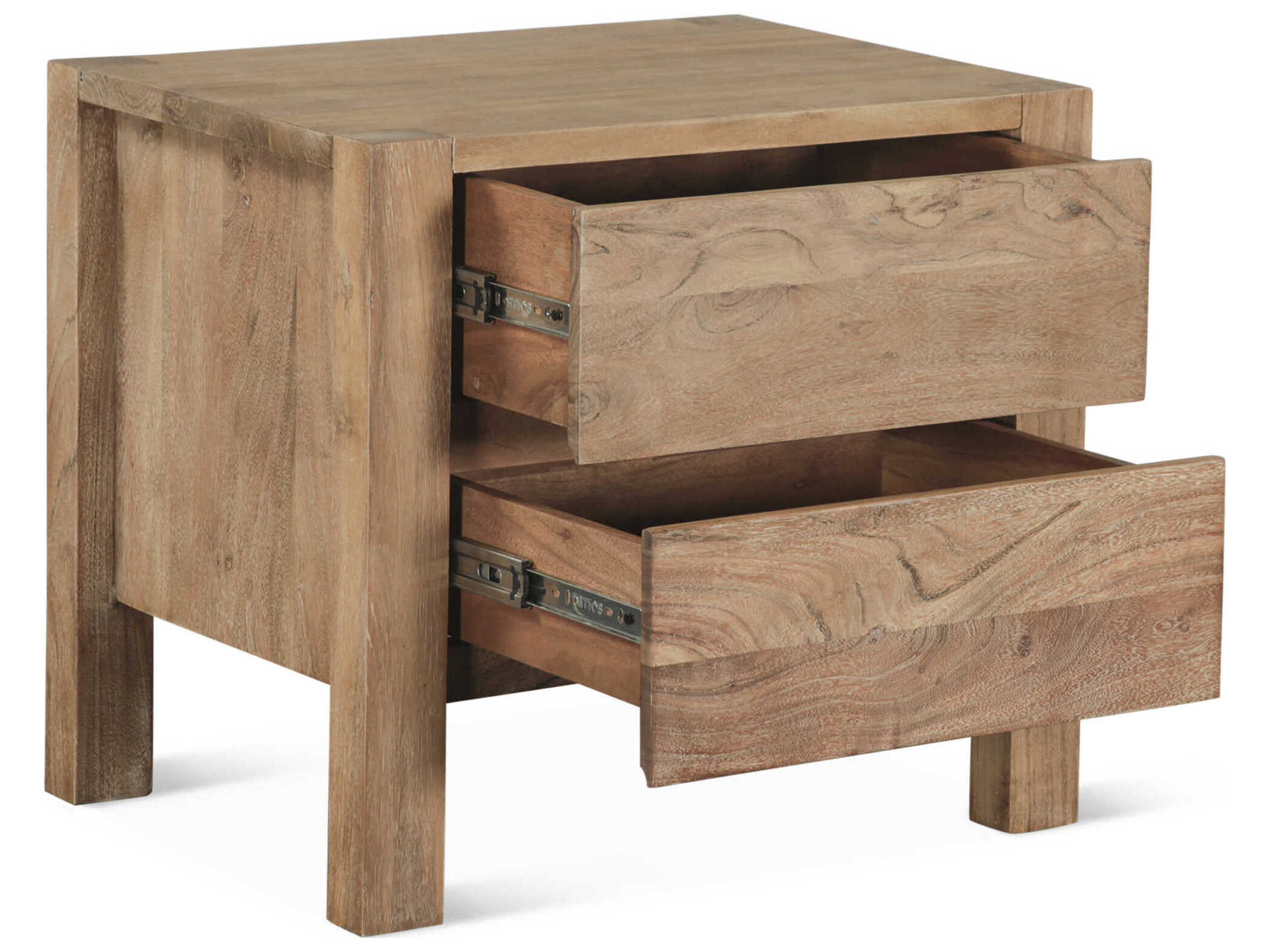 World Interiors Mesa 2-Drawers Brown Acacia Wood Nightstand