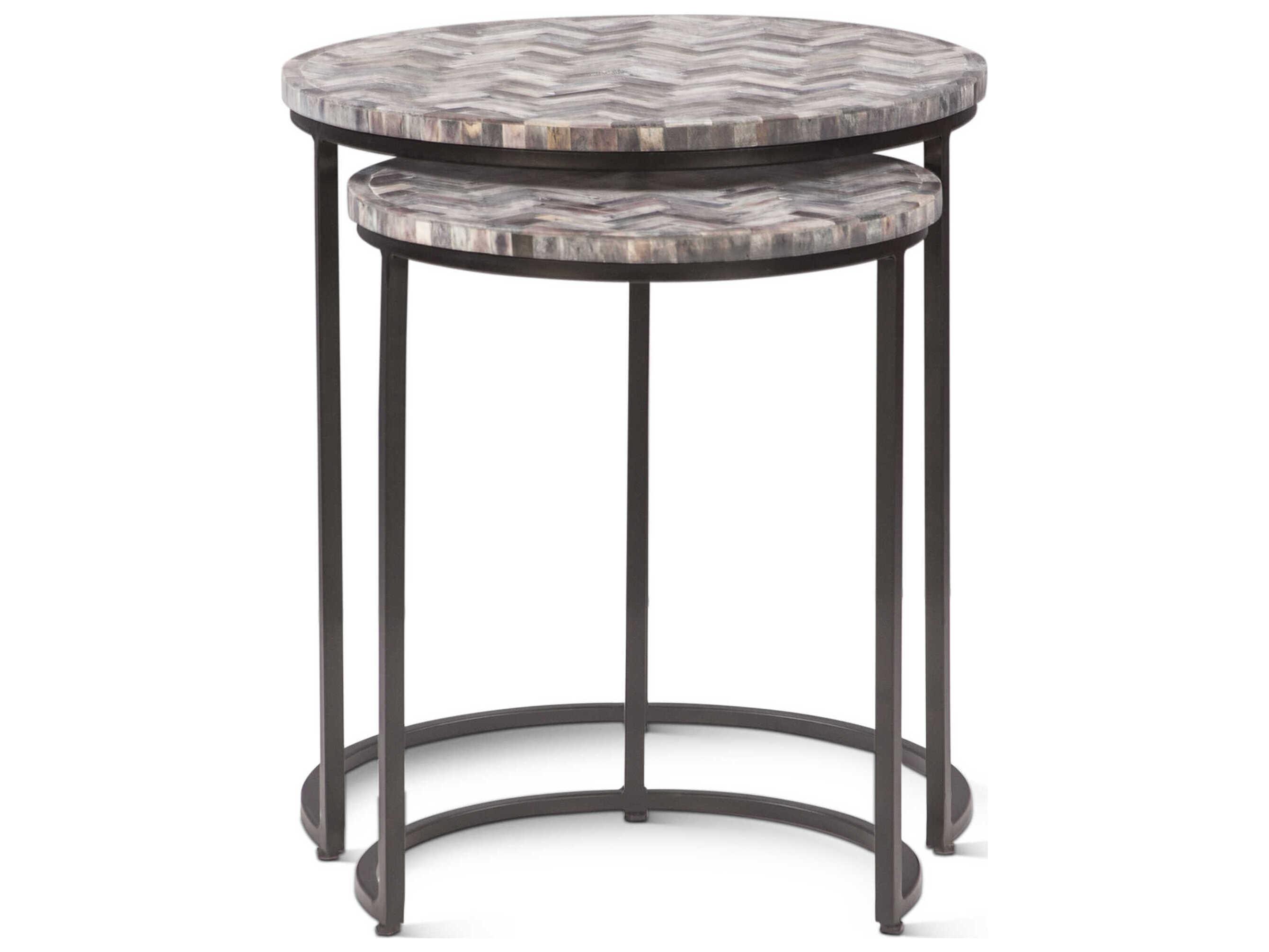 World Interiors Mumbai Round Resin Powder Coated Black End Table