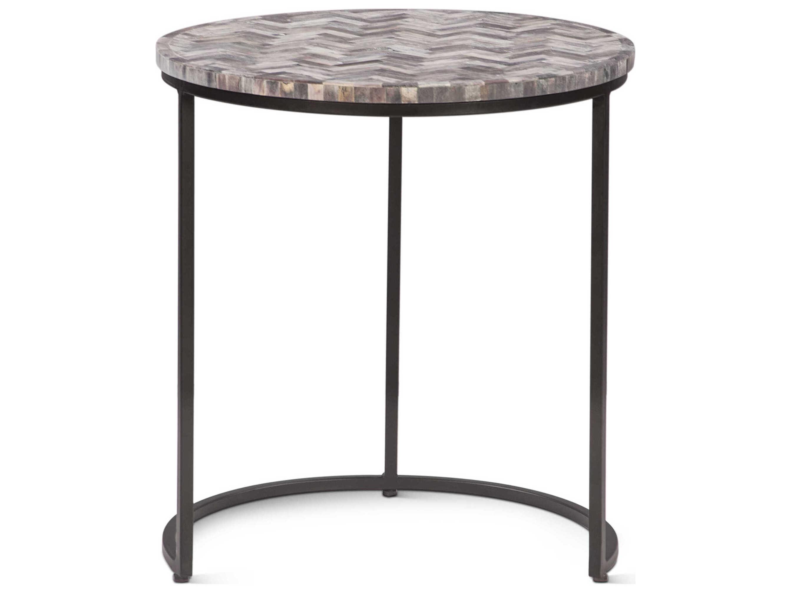 World Interiors Mumbai Round Resin Powder Coated Black End Table