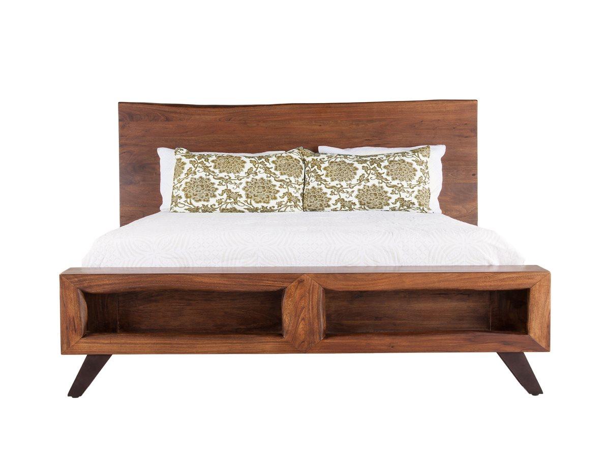 World Interiors Nottingham Walnut Black Acacia Wood King Panel Bed