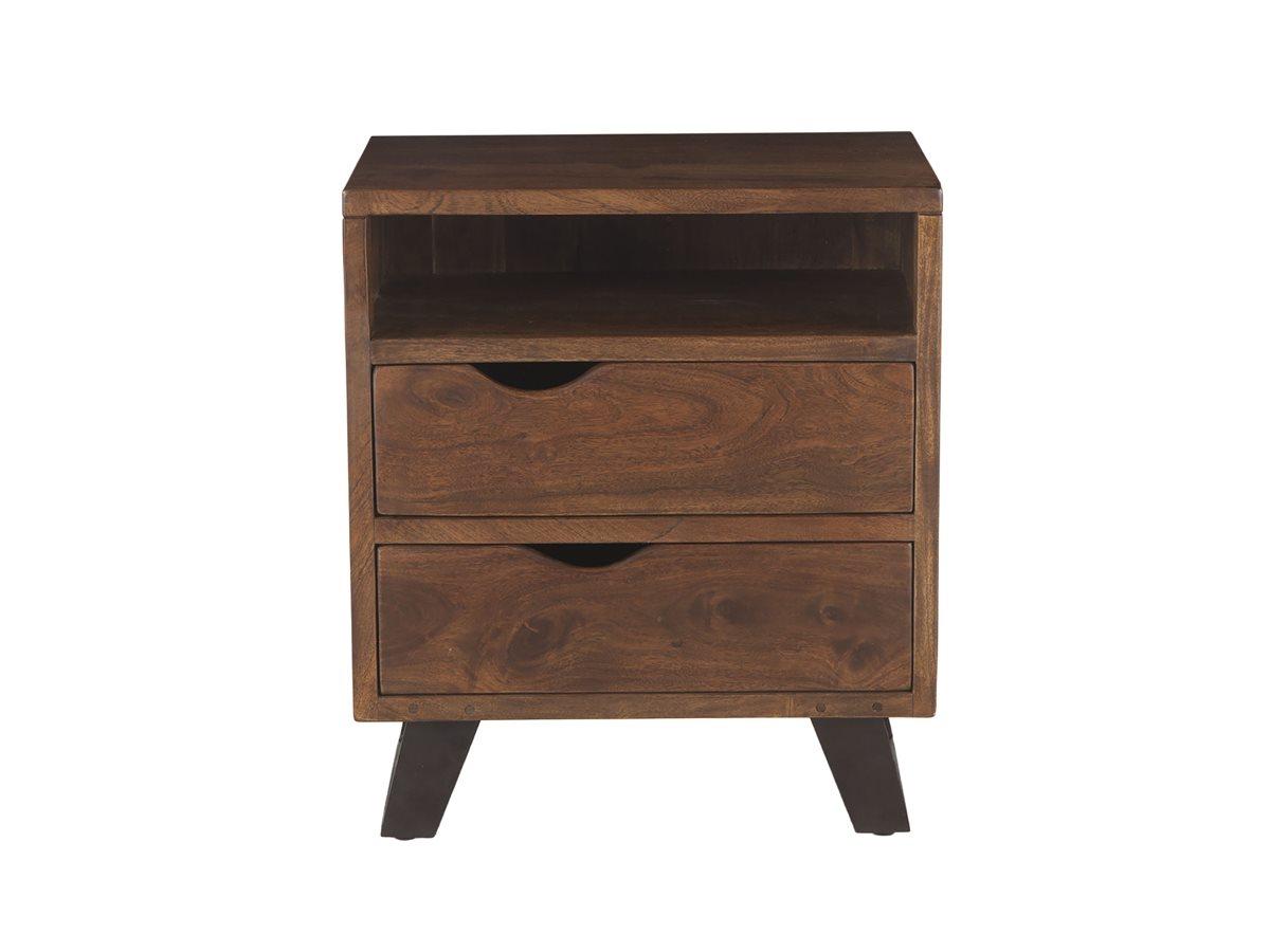 World Interiors Nottingham 2-Drawers Black Acacia Wood Chest Nightstand