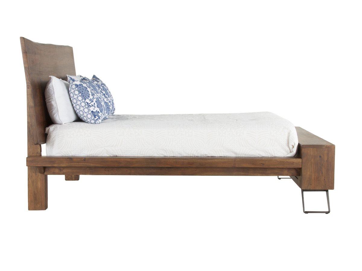 World Interiors Nottingham Walnut Black Acacia Wood Queen Panel Bed