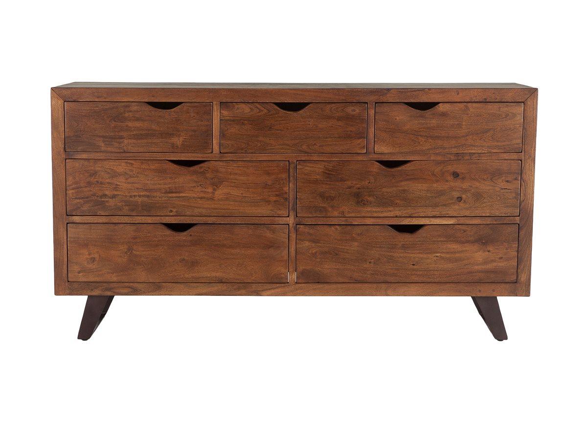 World Interiors Nottingham 7-Drawers Black Acacia Wood Double Dresser