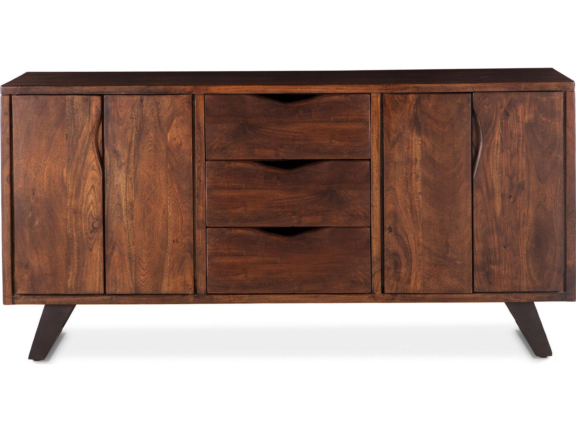 World Interiors Nottingham 68" Acacia Wood Walnut Antique Zinc Sideboard