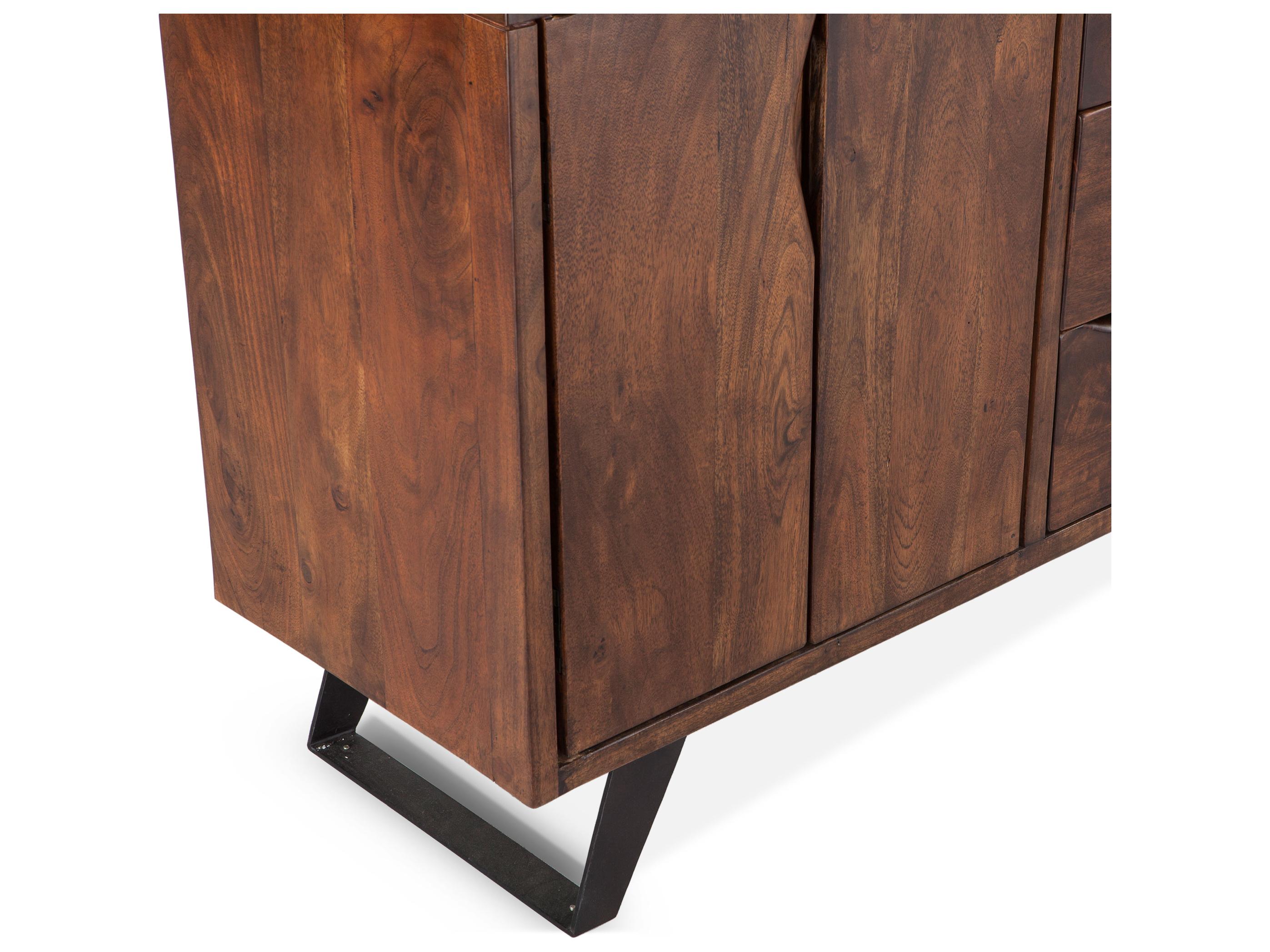 World Interiors Nottingham 68" Acacia Wood Walnut Antique Zinc Sideboard