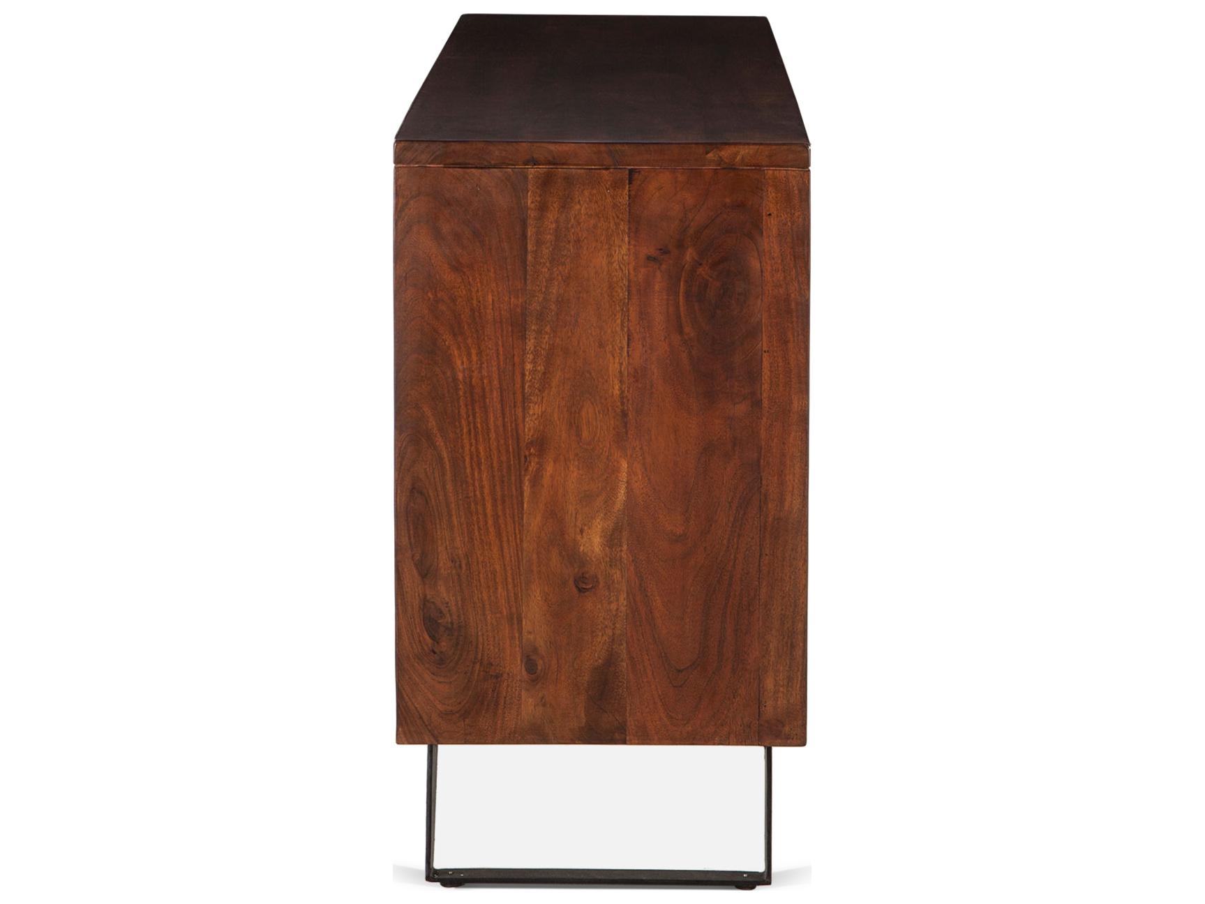 World Interiors Nottingham 68" Acacia Wood Walnut Antique Zinc Sideboard