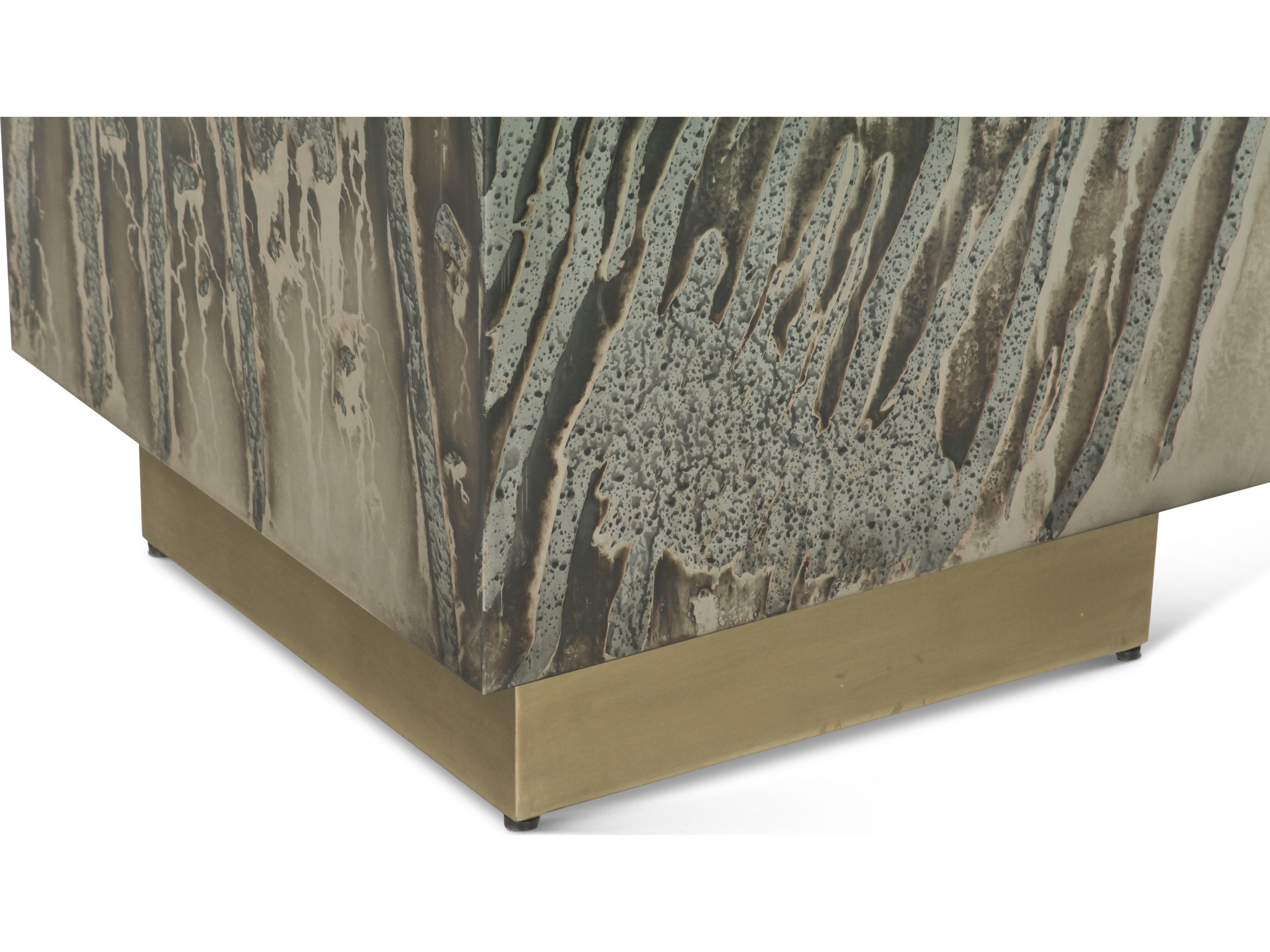 World Interiors Odessa Square Metal Patina End Table