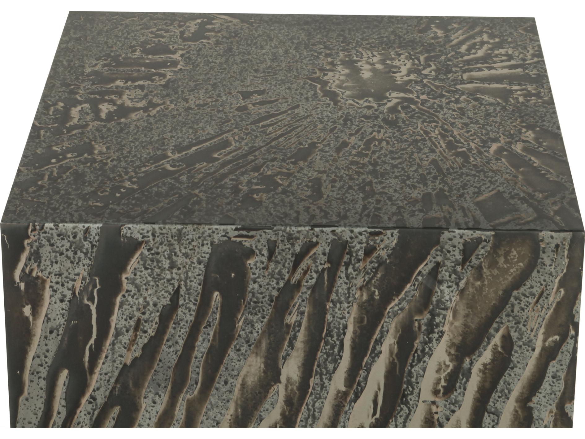 World Interiors Odessa Square Metal Patina End Table