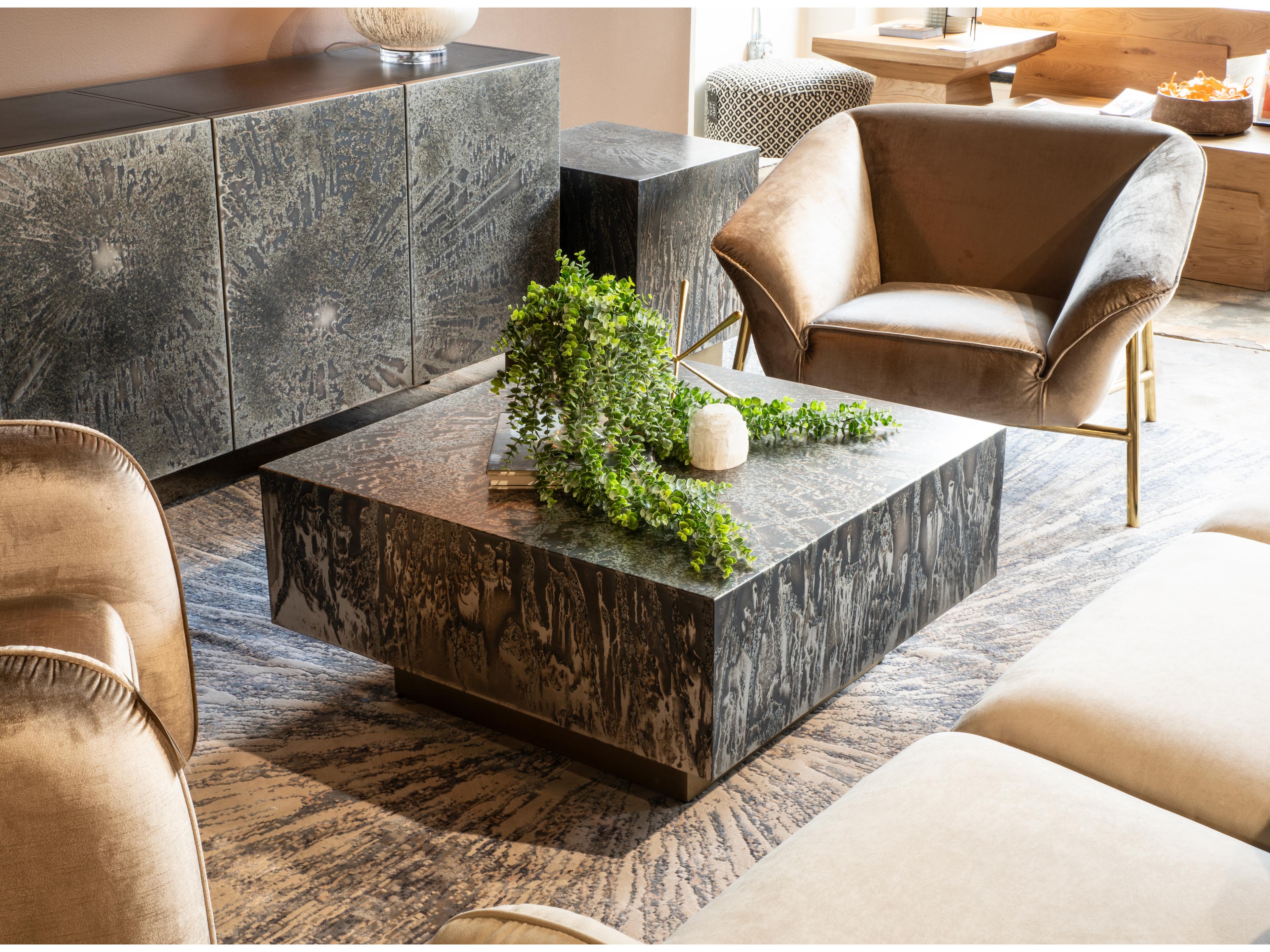 World Interiors Odessa Square Metal Patina Coffee Table