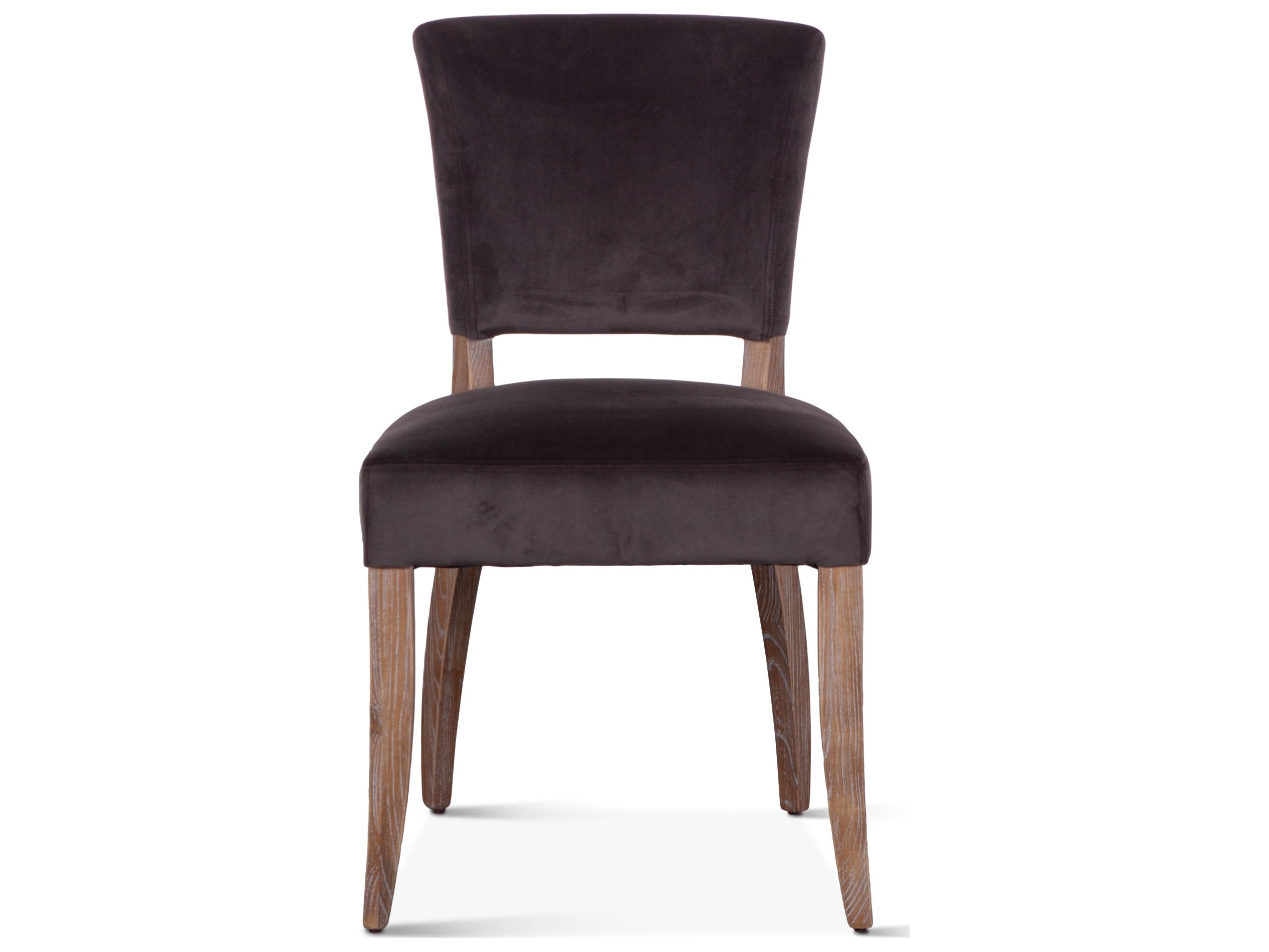 World Interiors Portia Oak Wood Brown Velvet Upholstered Armless Dining Chair
