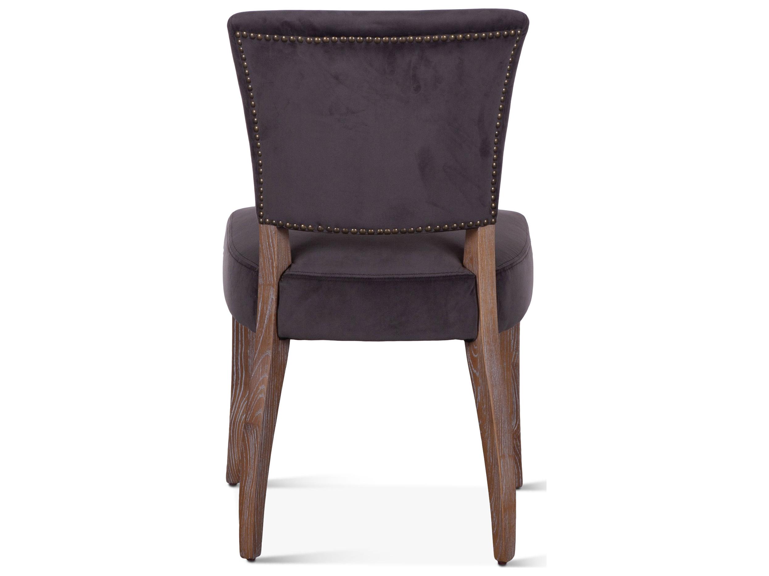 World Interiors Portia Oak Wood Brown Velvet Upholstered Armless Dining Chair