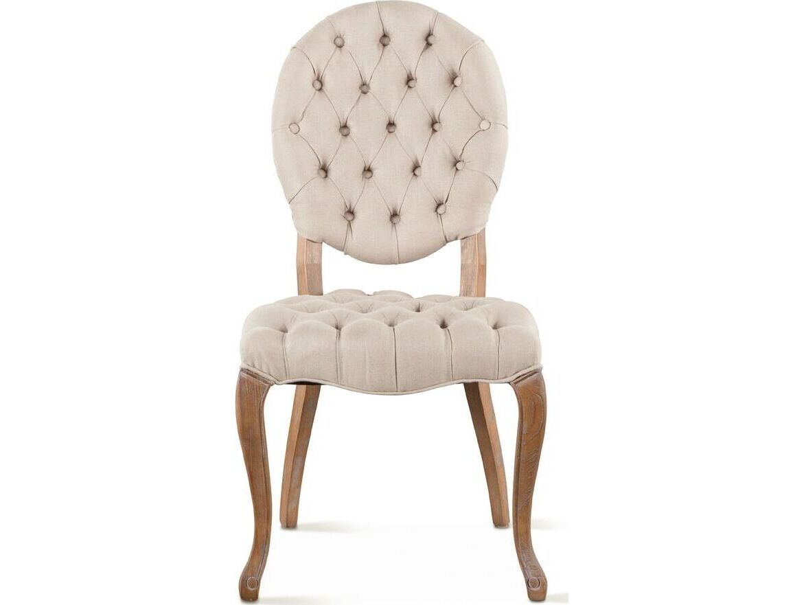 World Interiors Portia Oak Wood White Upholstered Armless Dining Chair
