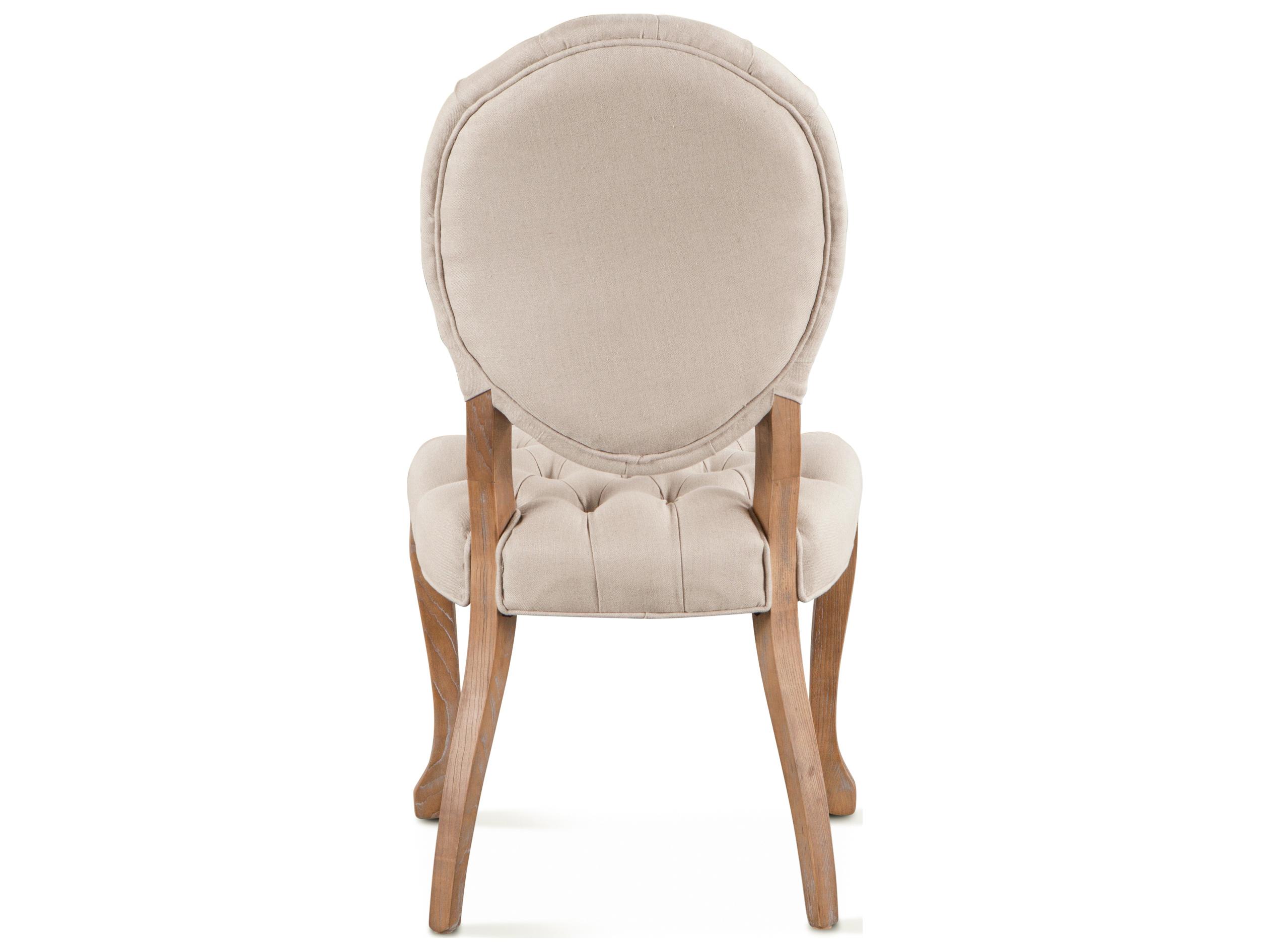 World Interiors Portia Tufted Oak Wood Beige Upholstered Armless Dining Chair