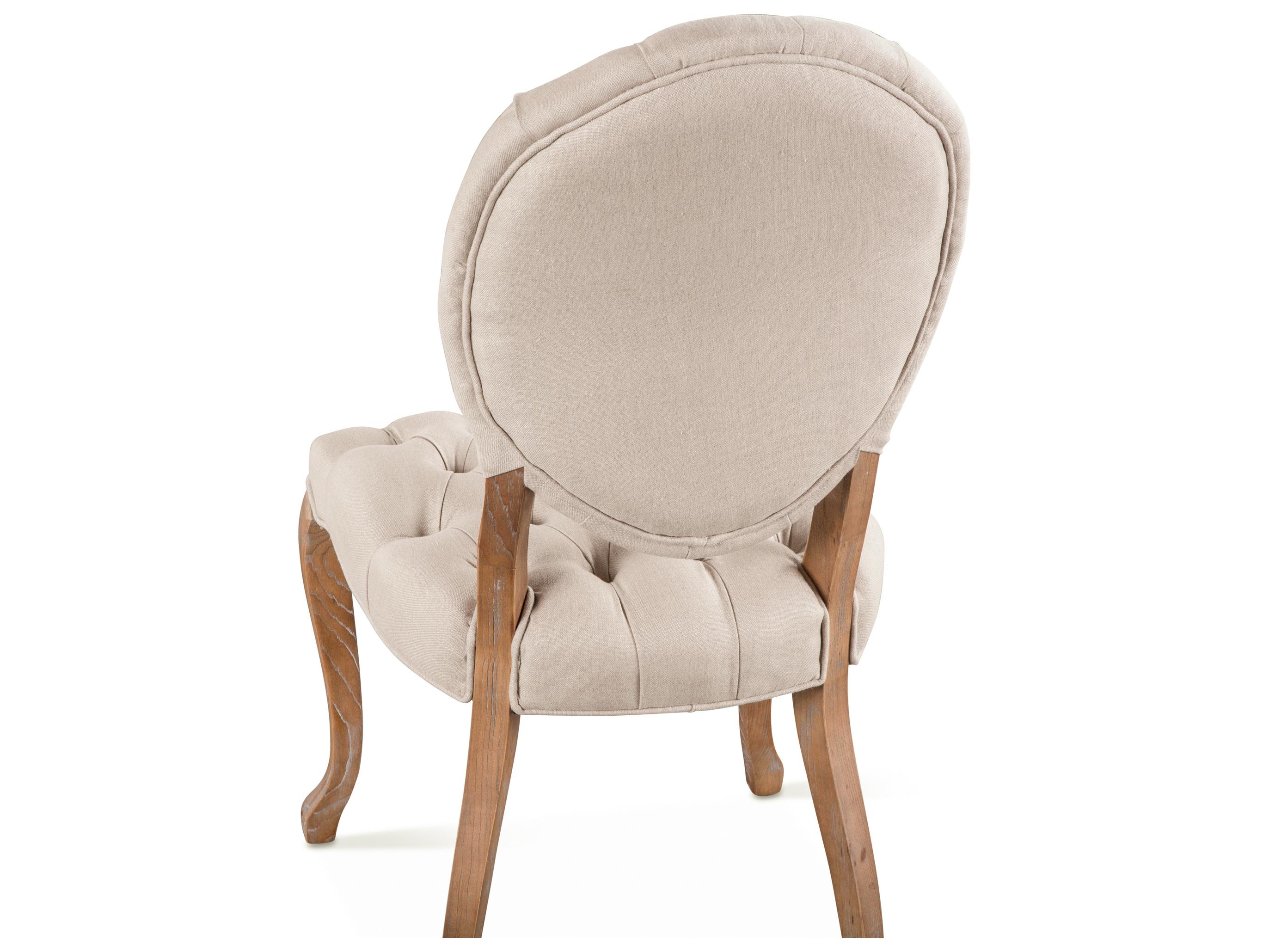 World Interiors Portia Tufted Oak Wood Beige Upholstered Armless Dining Chair