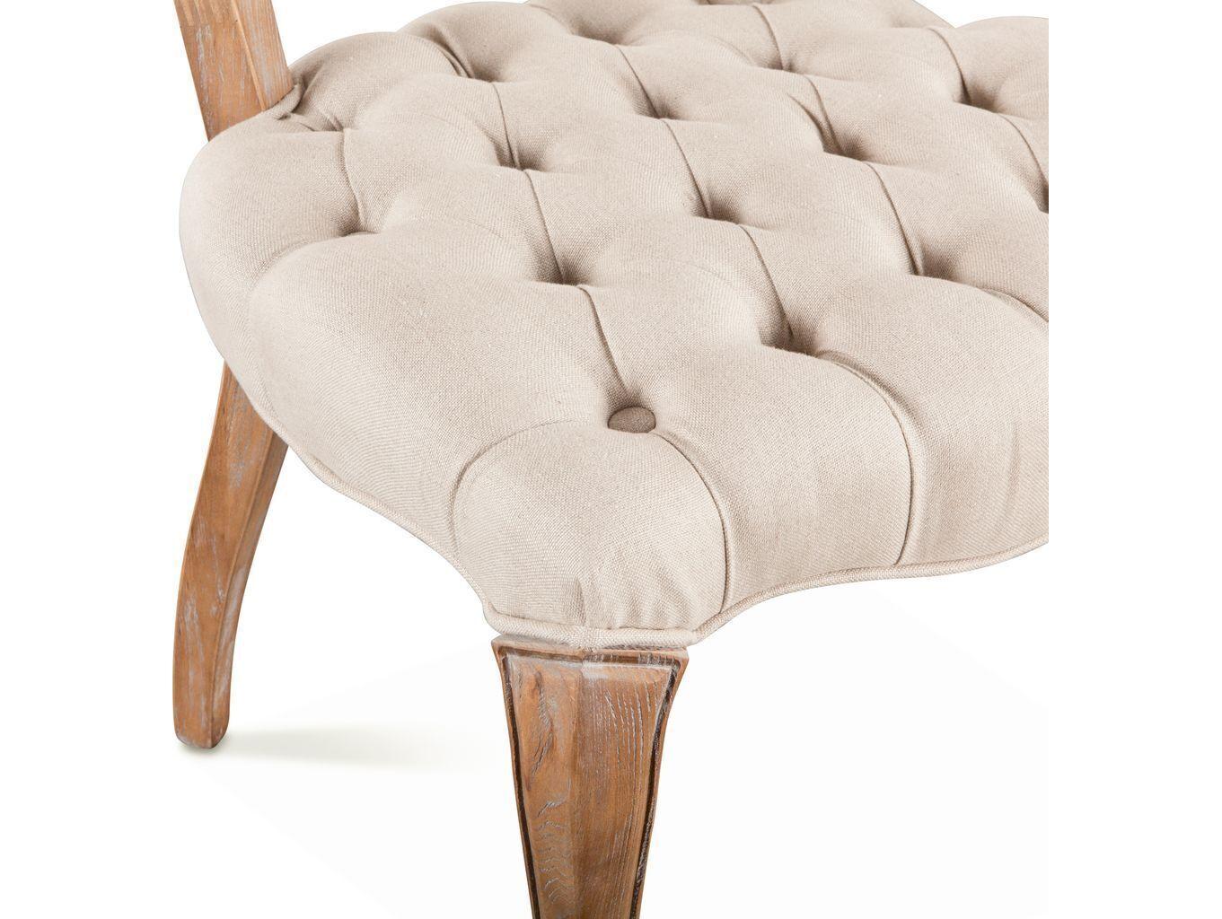 World Interiors Portia Oak Wood White Upholstered Armless Dining Chair