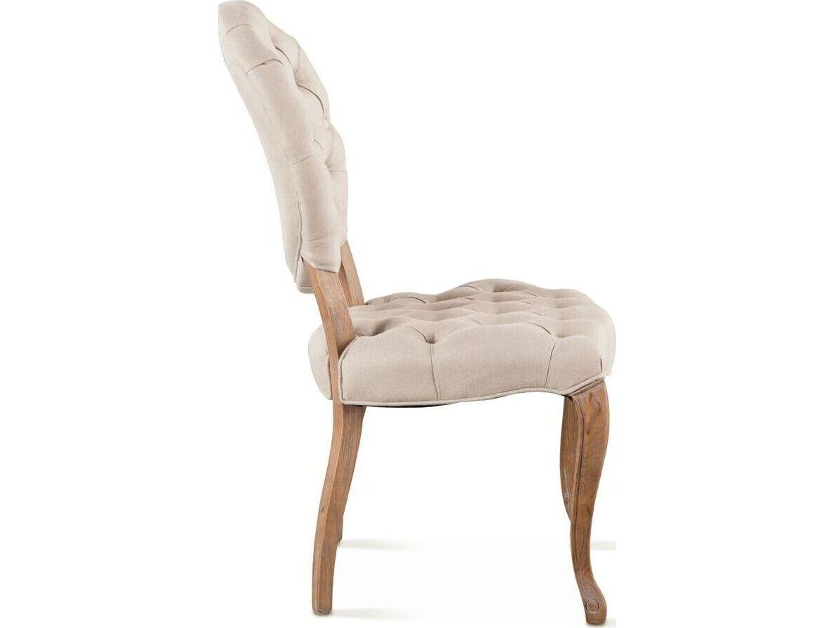 World Interiors Portia Oak Wood White Upholstered Armless Dining Chair