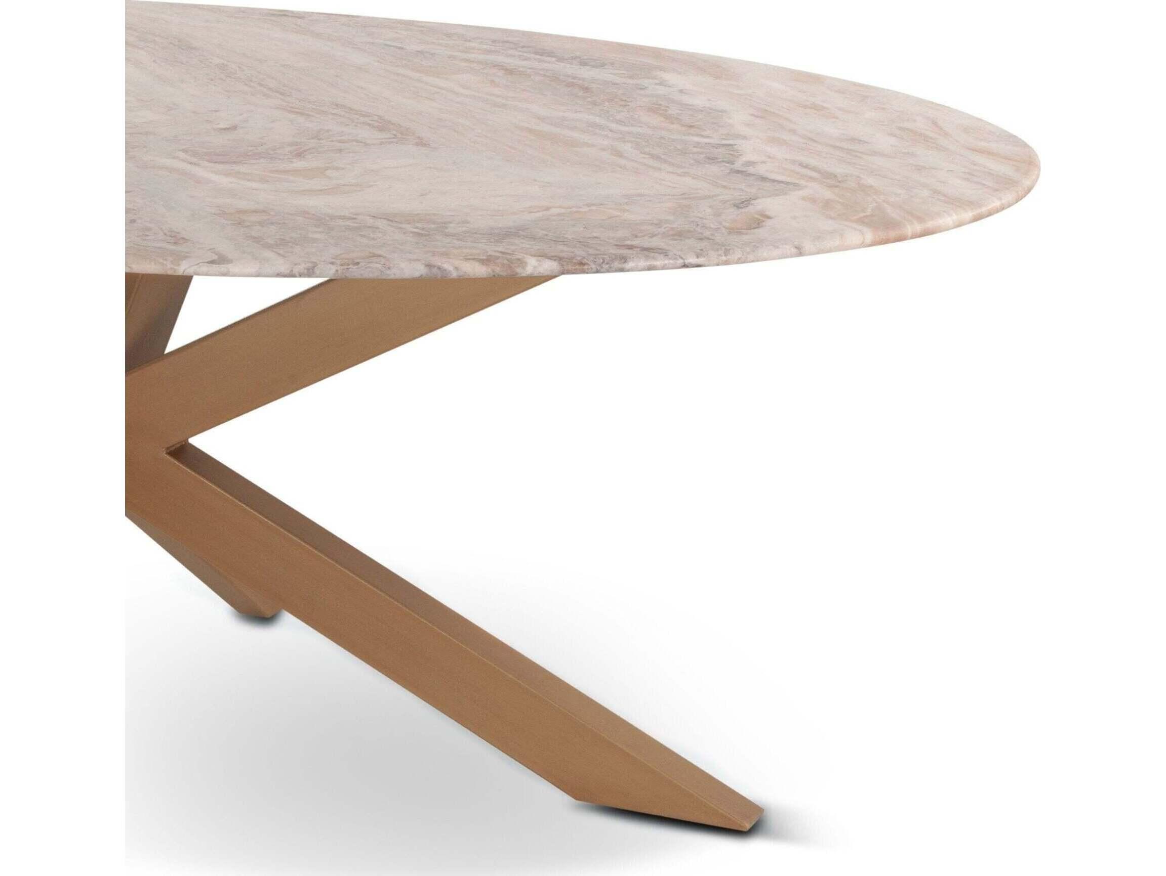 World Interiors Pasadena Oval Marble Dining Table