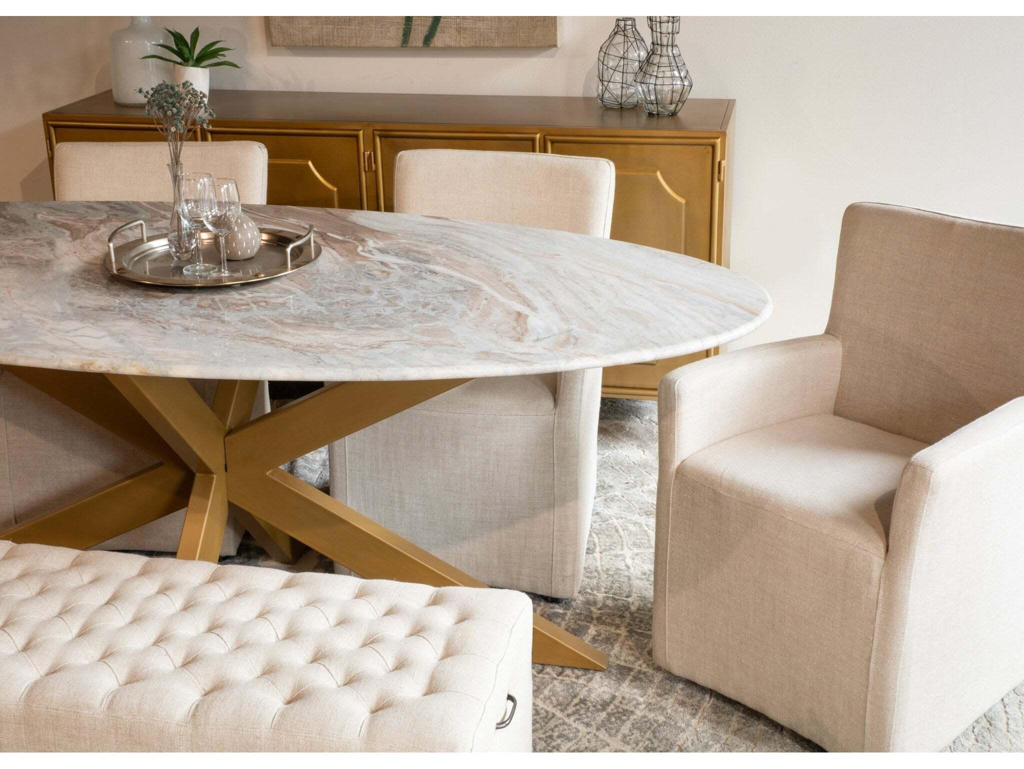 World Interiors Pasadena Oval Marble Dining Table