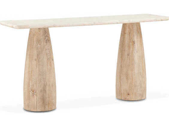 World Interiors Palm Desert Rectangular Marble White Console Table