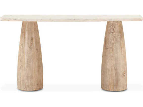 World Interiors Palm Desert Rectangular Marble White Console Table