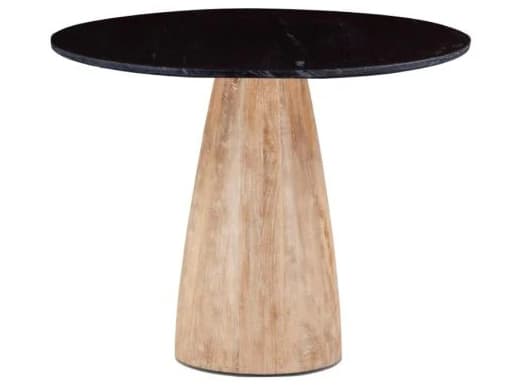 World Interiors Palm Desert Round Marble Whitewash Dining Table