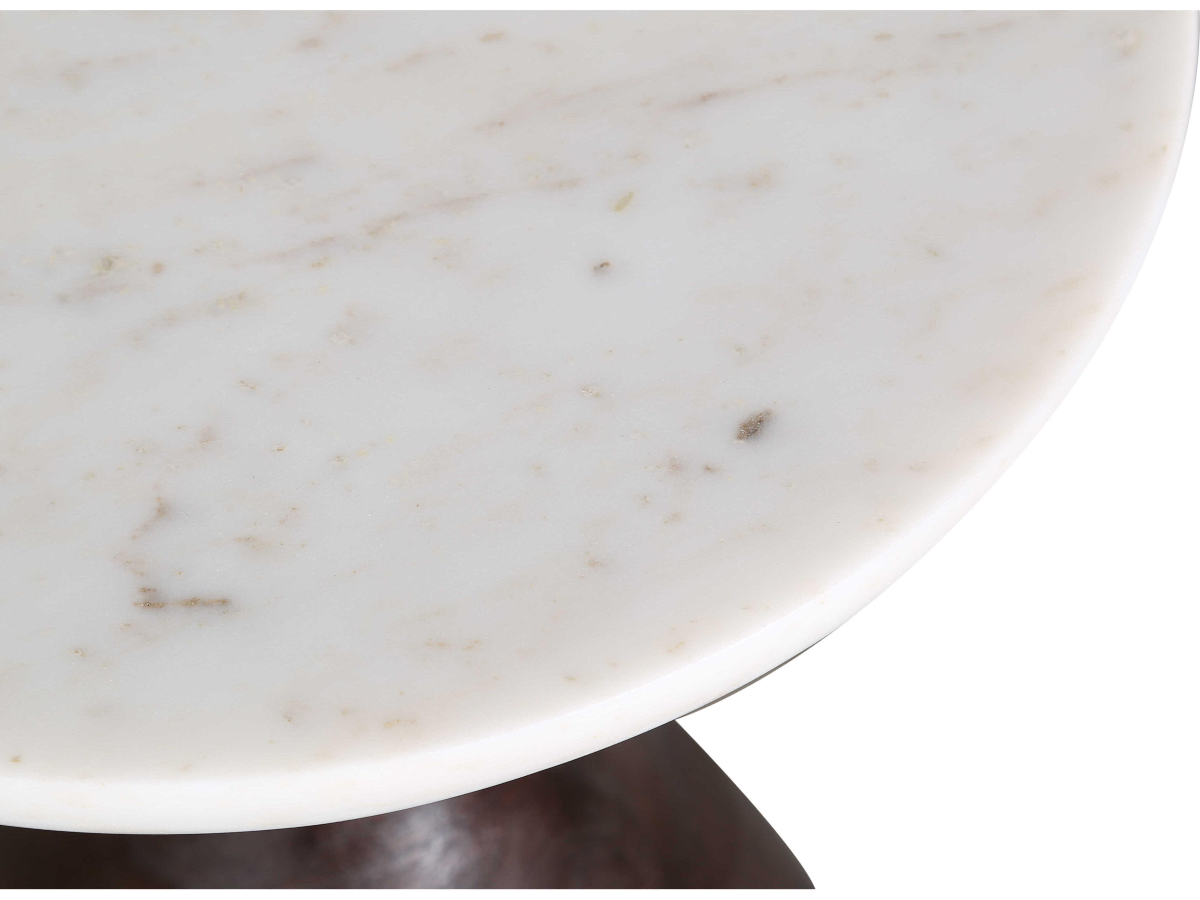 World Interiors Palm Desert Round Walnut Natural Marble End Table