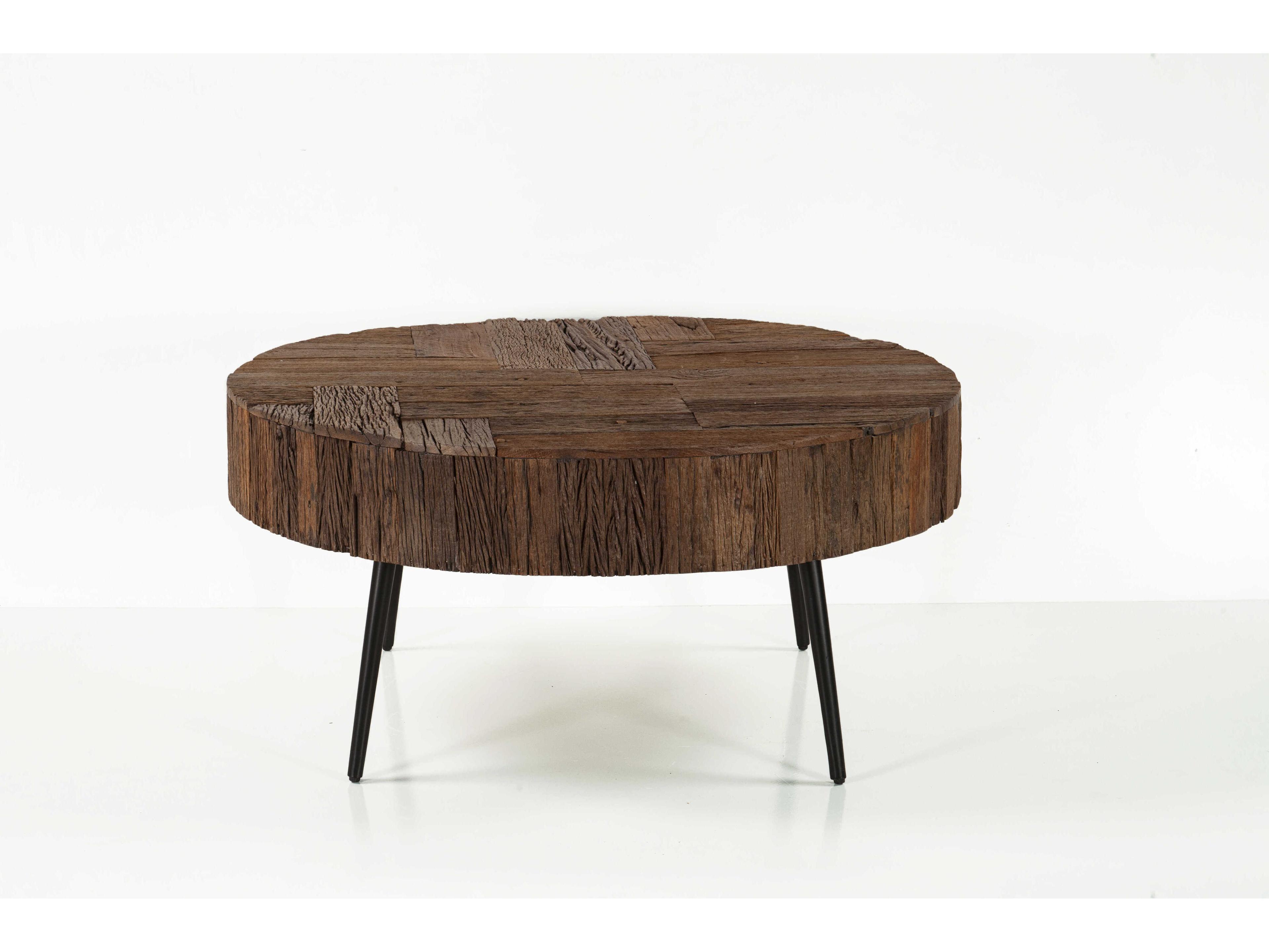 World Interiors Palm Desert Round Wood Natural Coffee Table