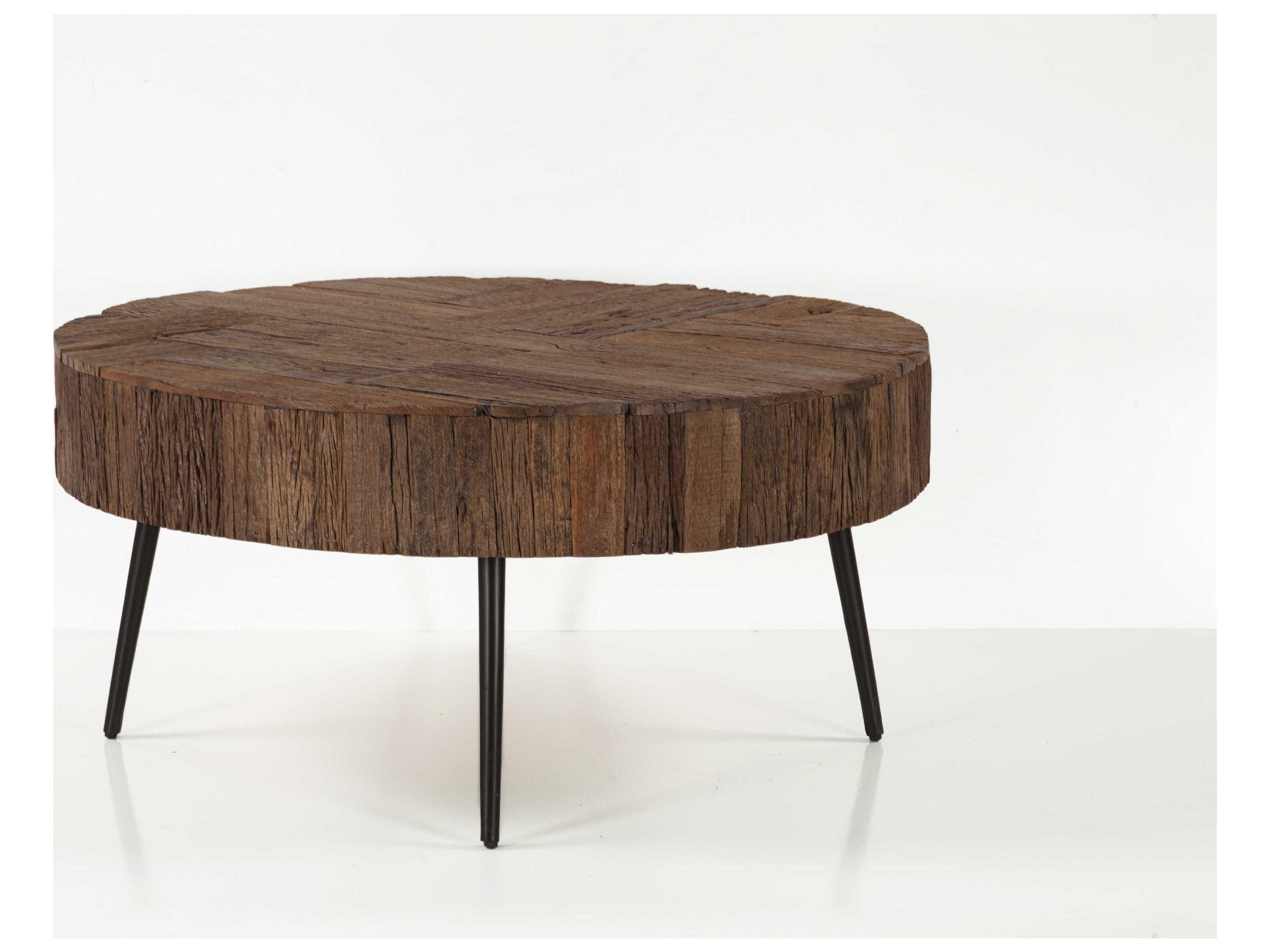 World Interiors Palm Desert Round Wood Natural Coffee Table