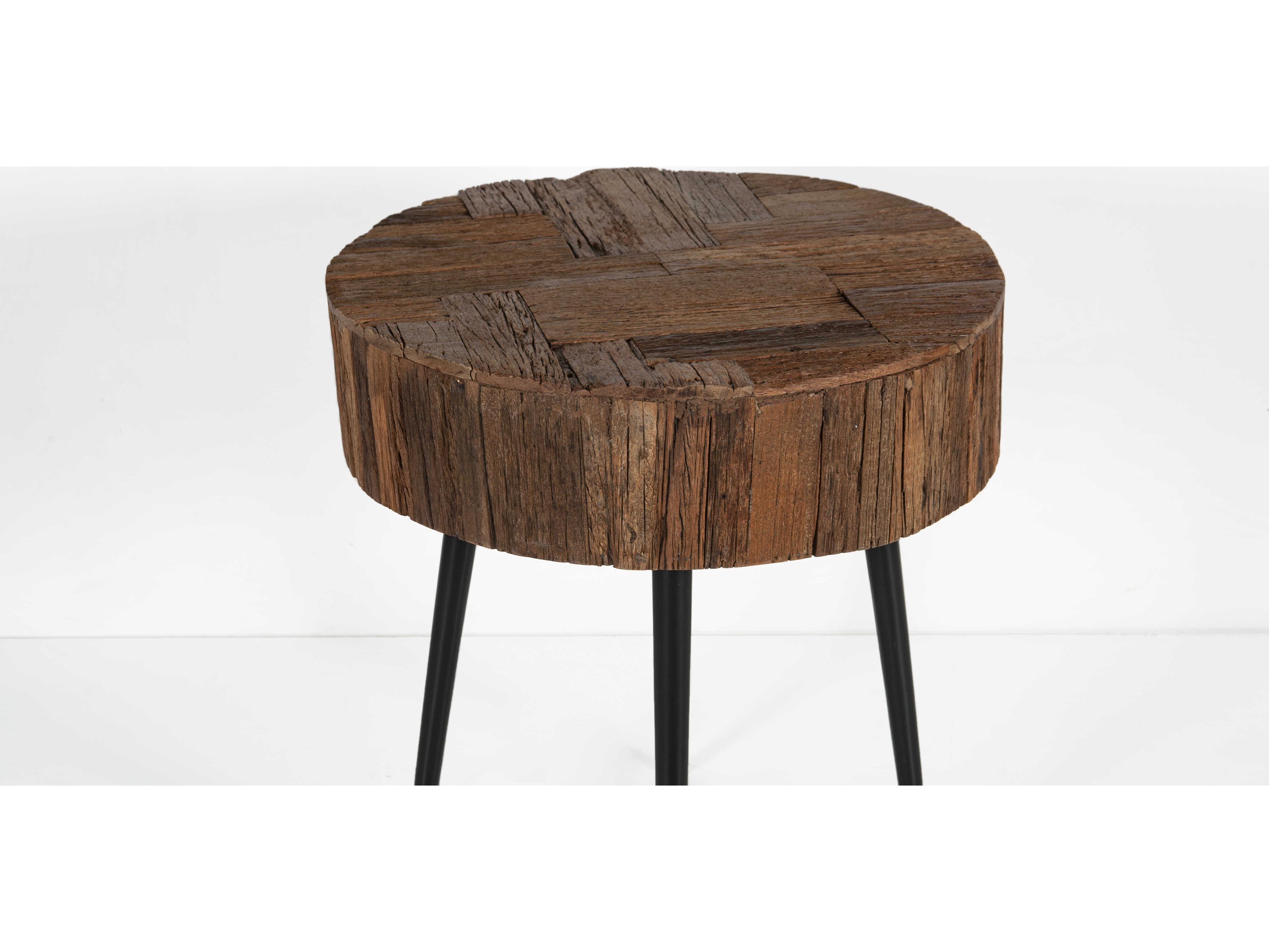 World Interiors Palm Desert Round Wood Natural End Table