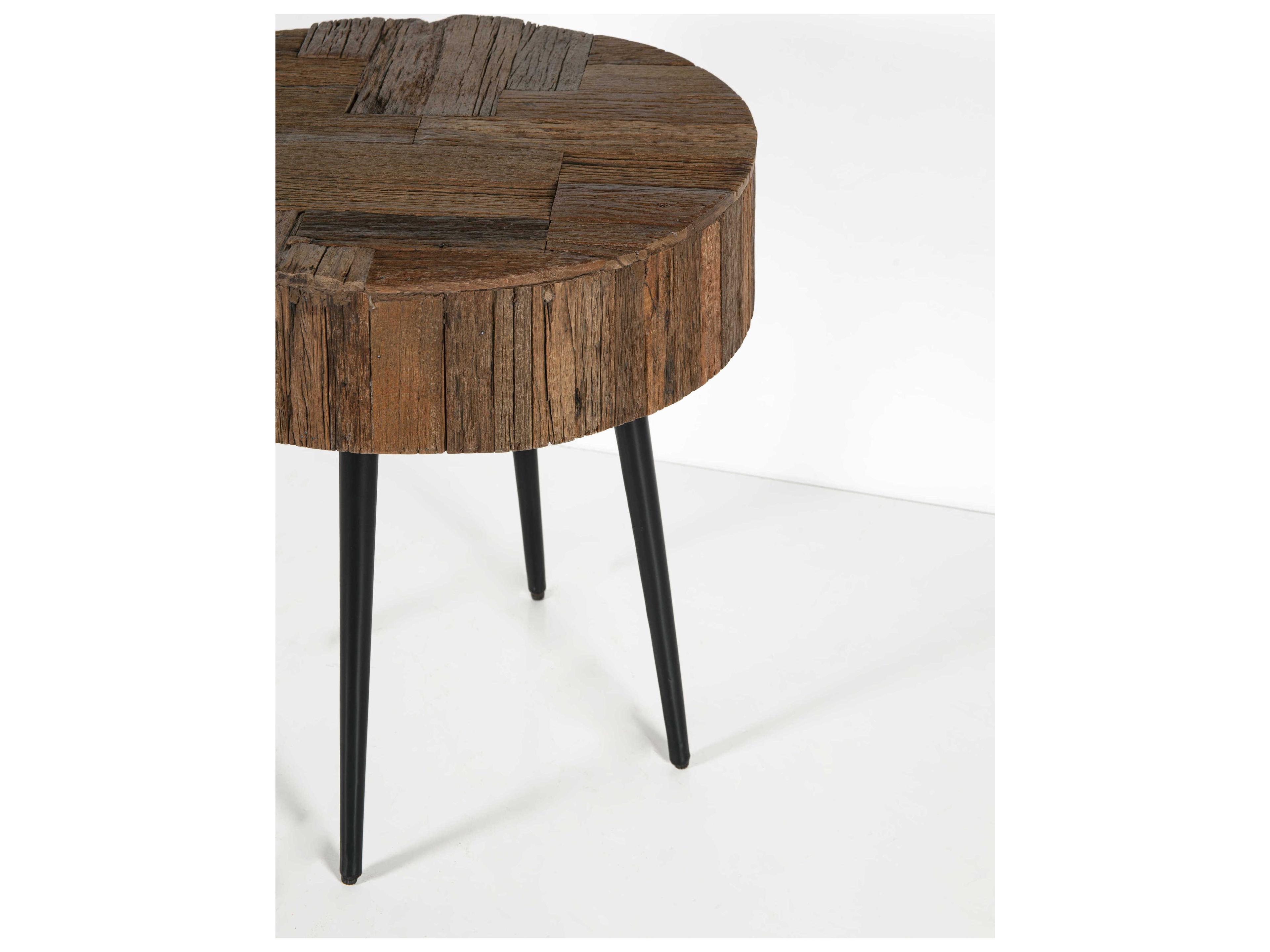 World Interiors Palm Desert Round Wood Natural End Table