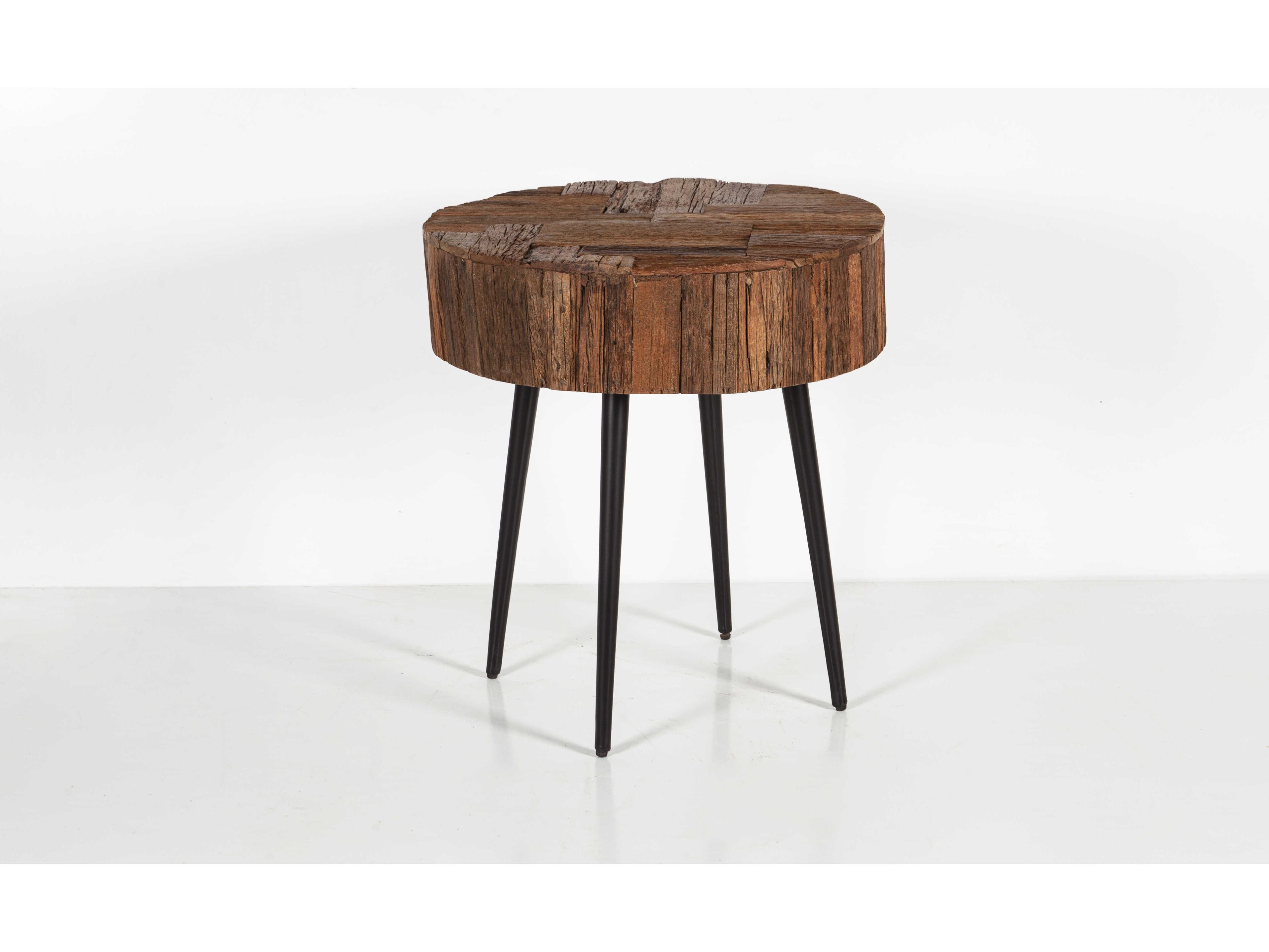 World Interiors Palm Desert Round Wood Natural End Table