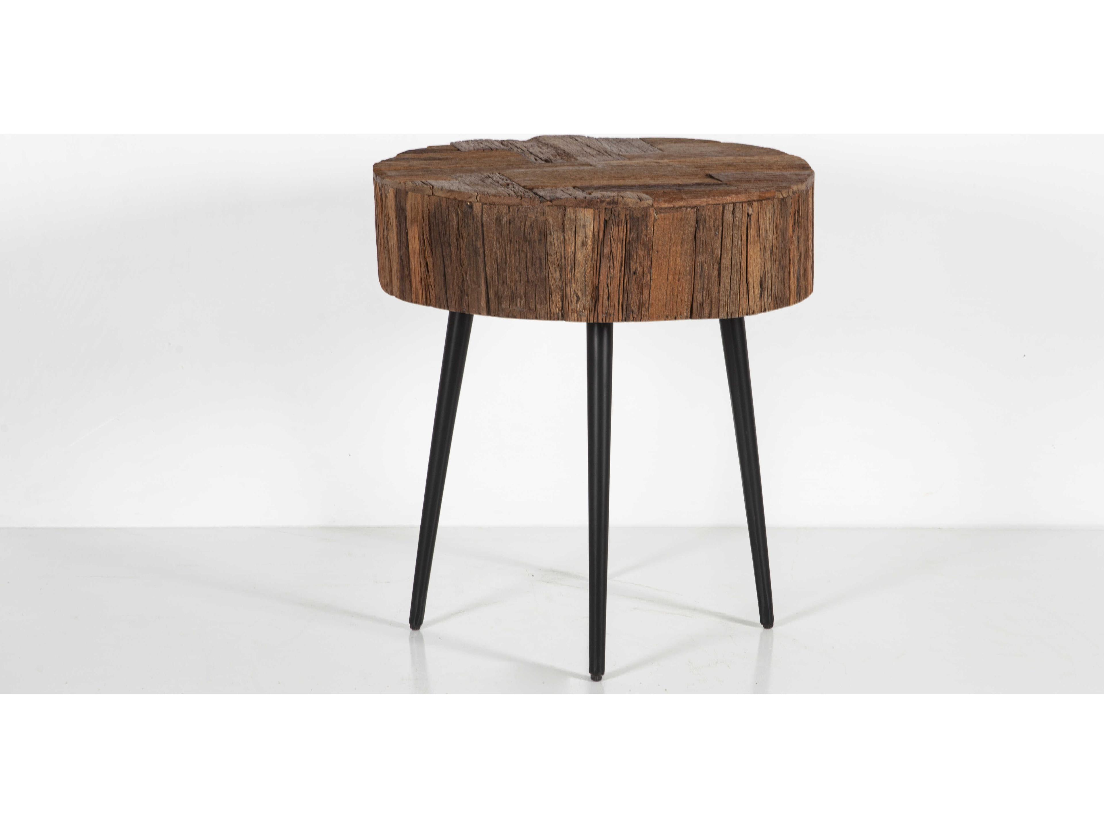 World Interiors Palm Desert Round Wood Natural End Table