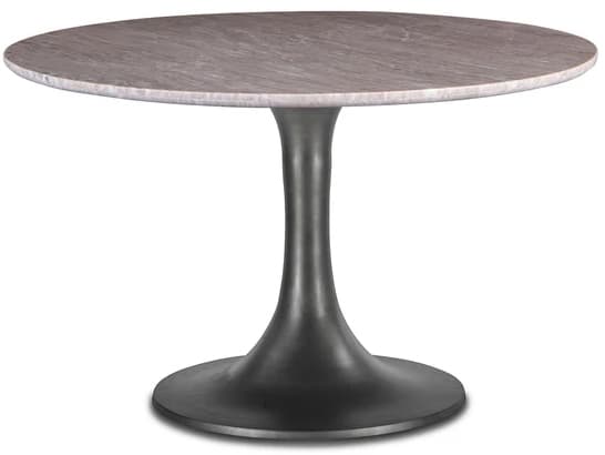 World Interiors Palm Desert Round Marble Brown Gunmetal Dining Table