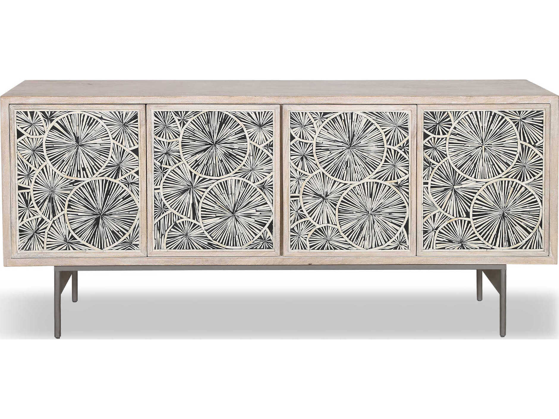 World Interiors Palm Desert 67" Mango Wood White Wash Sideboard