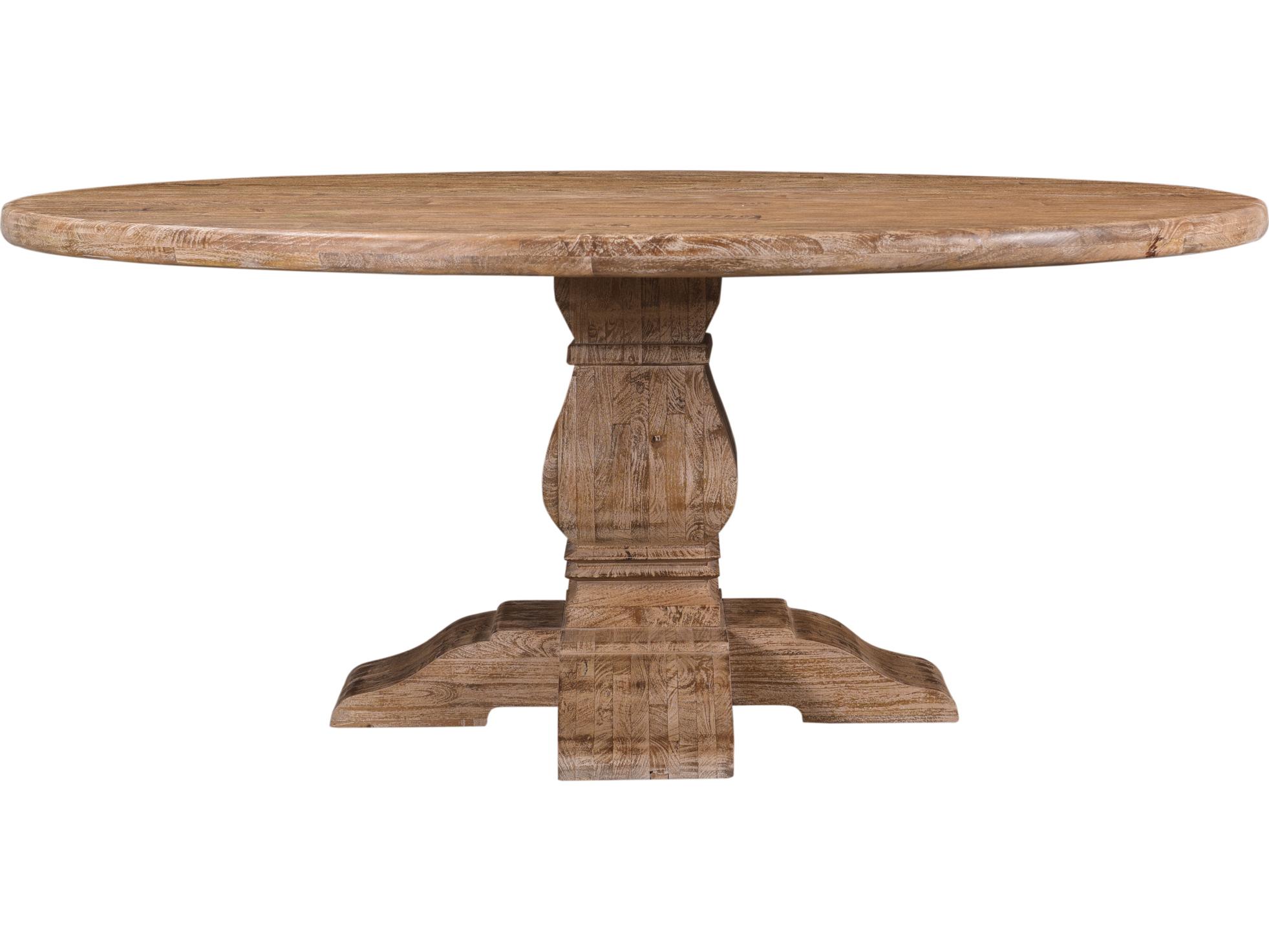 World Interiors Pengrove Round Wood Antique Oak Dining Table