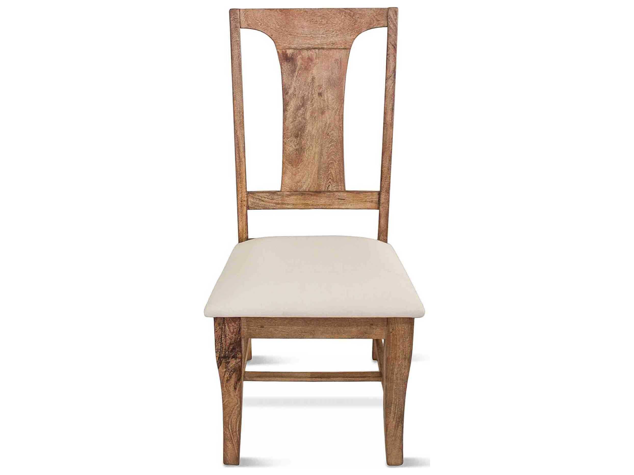 World Interiors Pengrove Mango Wood Beige Upholstered Armless Dining Chair
