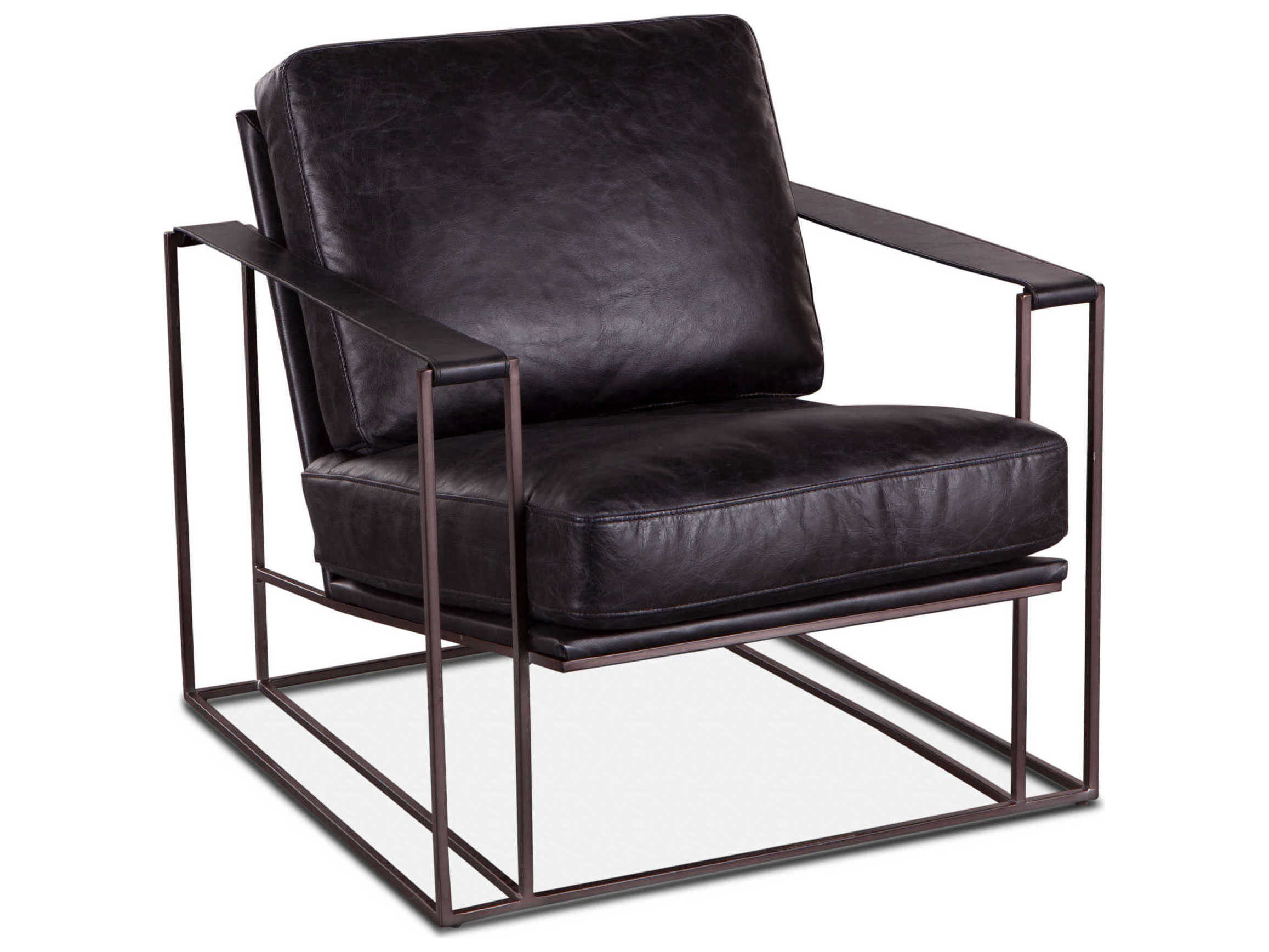 World Interiors Portlando Black Leather Accent Chair