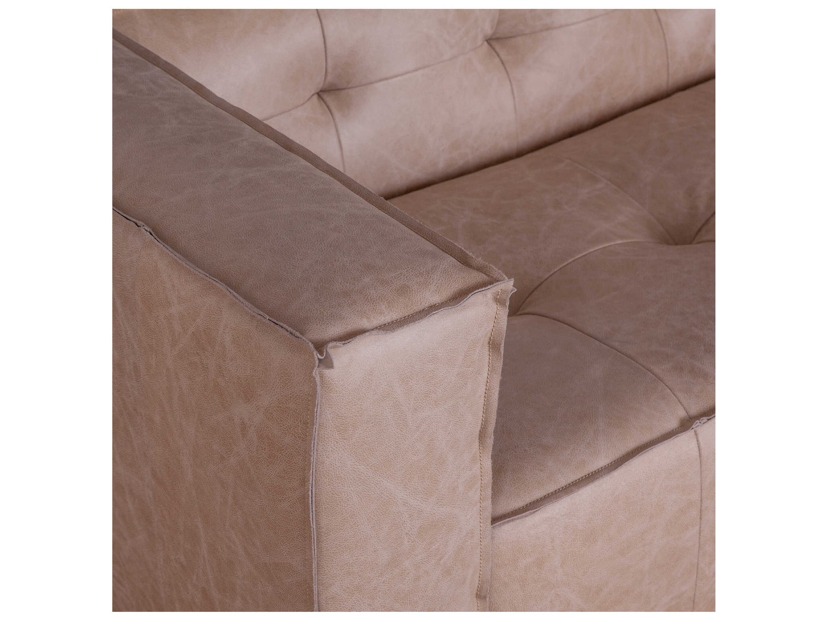 World Interiors Portia Italian Cream Beige Leather Sofa