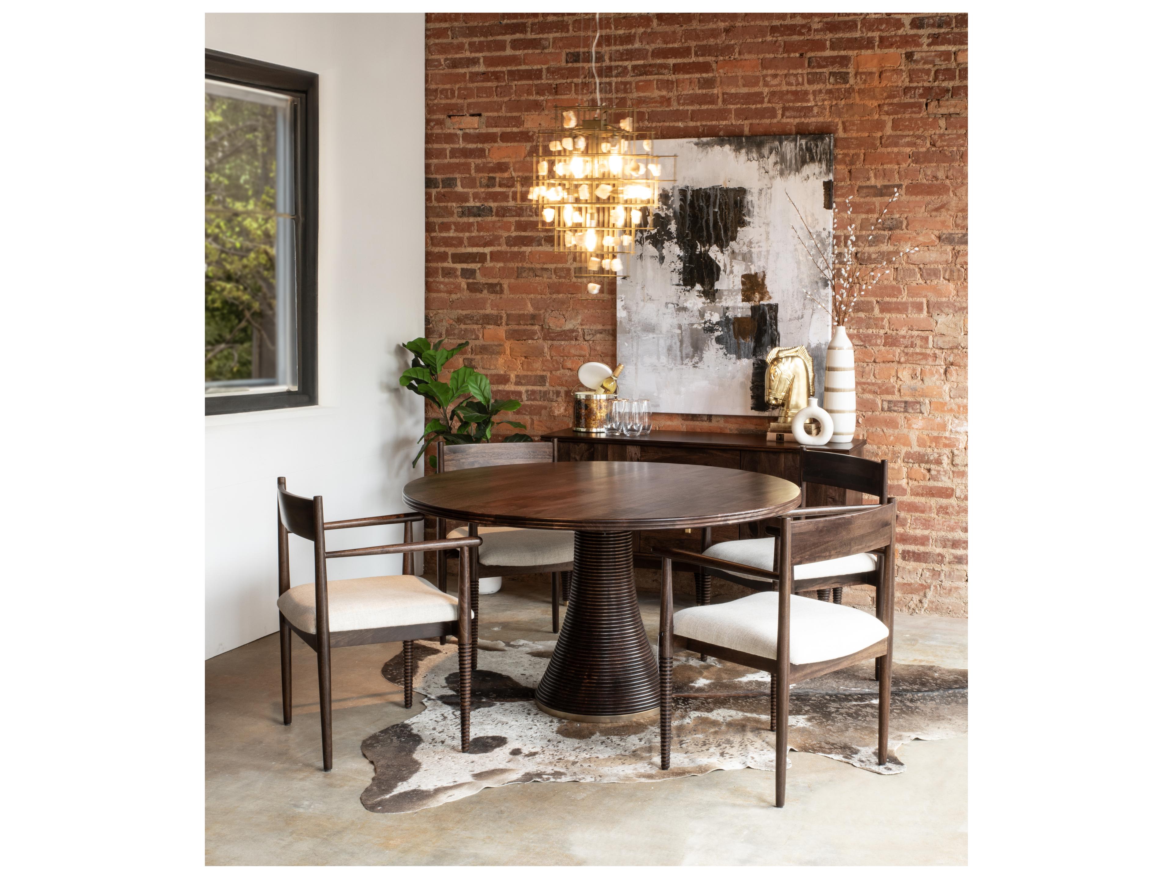 World Interiors Provence Round Wood Dark Walnut Dining Table