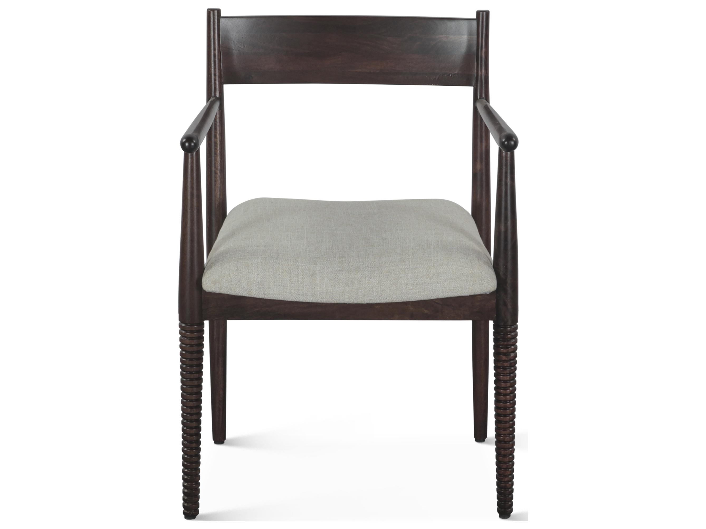 World Interiors Provence Mango Wood Brown Upholstered Arm Dining Chair